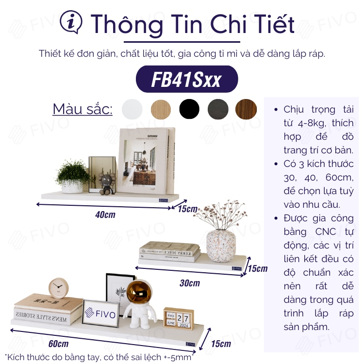 Chất liệu gỗ MDF chống ẩm của kệ sách FIVO FB41