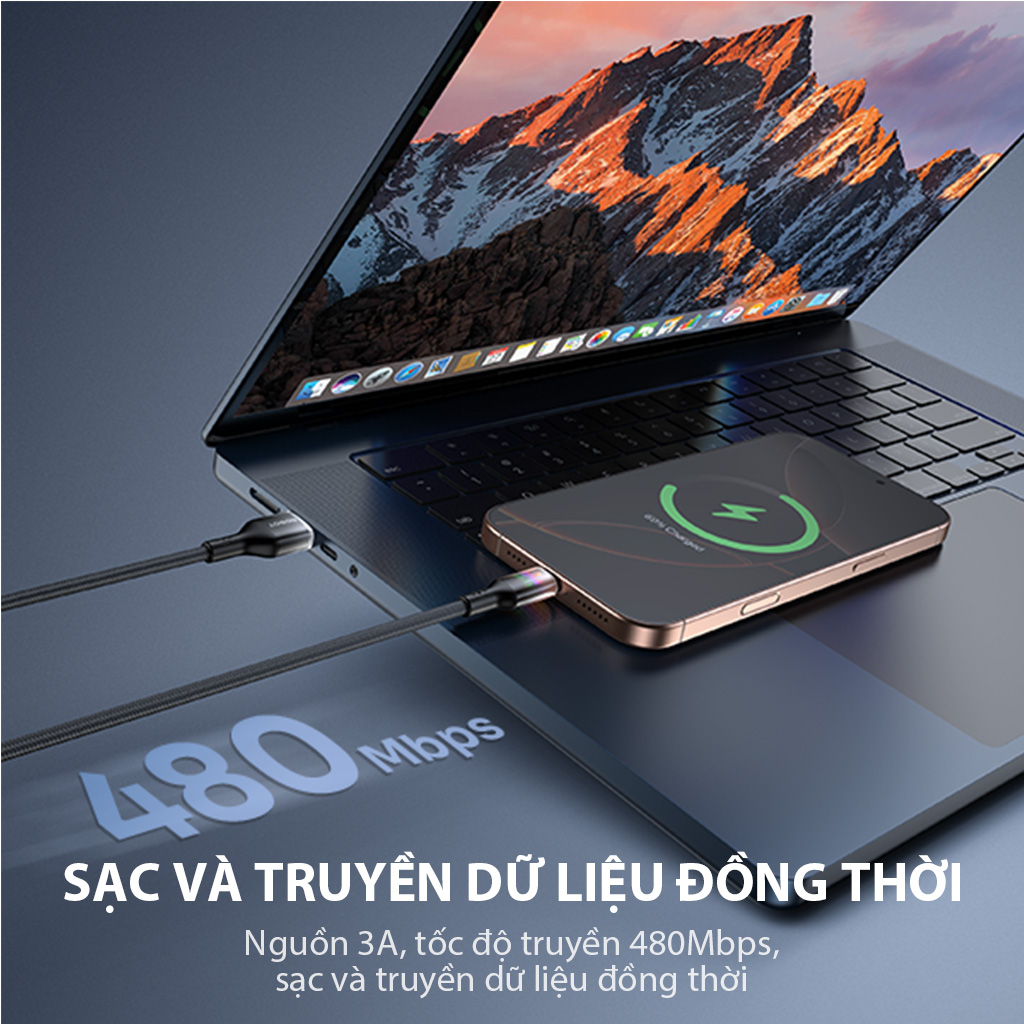 Mô tả Cáp Sạc Nhanh Robot RGBL100/ RGBC100 Hiệu Ứng RGB 7 Màu Chống Xoắn Rối, Sạc Và Truyền Dữ Liệu Đồng Thời - 3