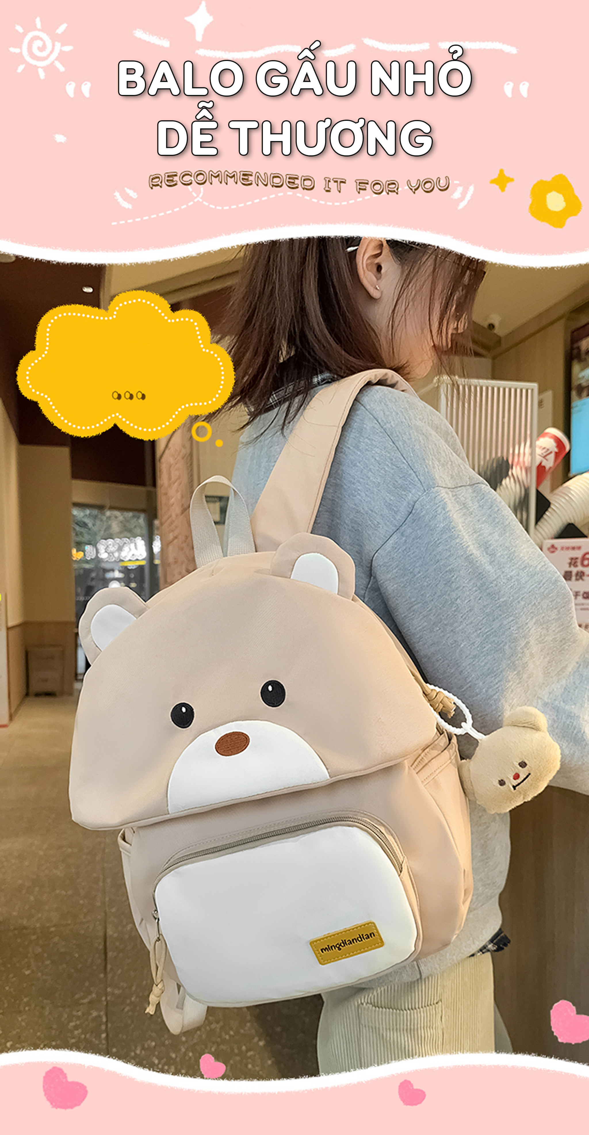Mô tả Balo thời trang SUNNY BL02 - Balo đi học nữ dễ thương mầm non, tiểu học chống nước bền bỉ - 1