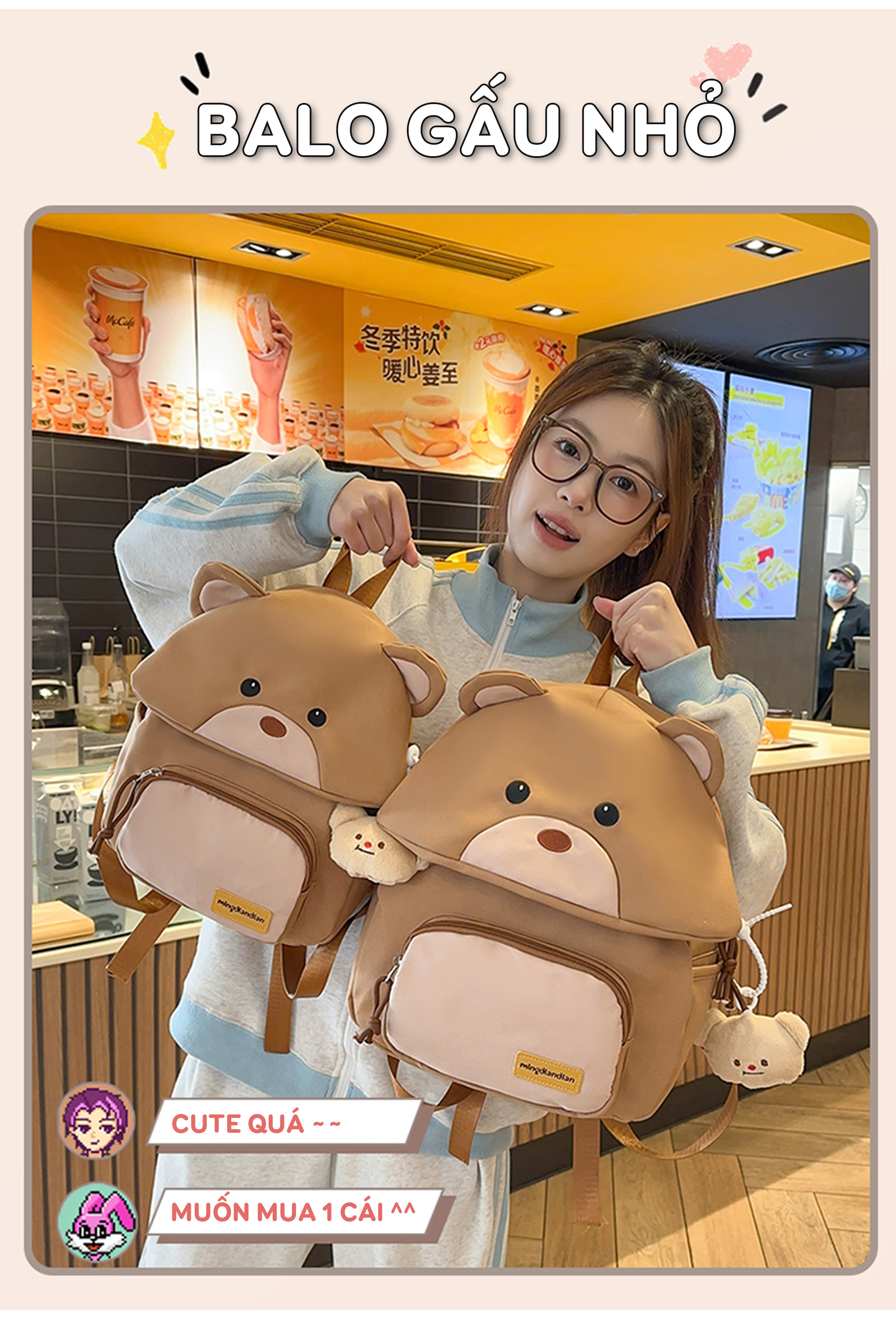 Mô tả Balo thời trang SUNNY BL02 - Balo đi học nữ dễ thương mầm non, tiểu học chống nước bền bỉ - 2
