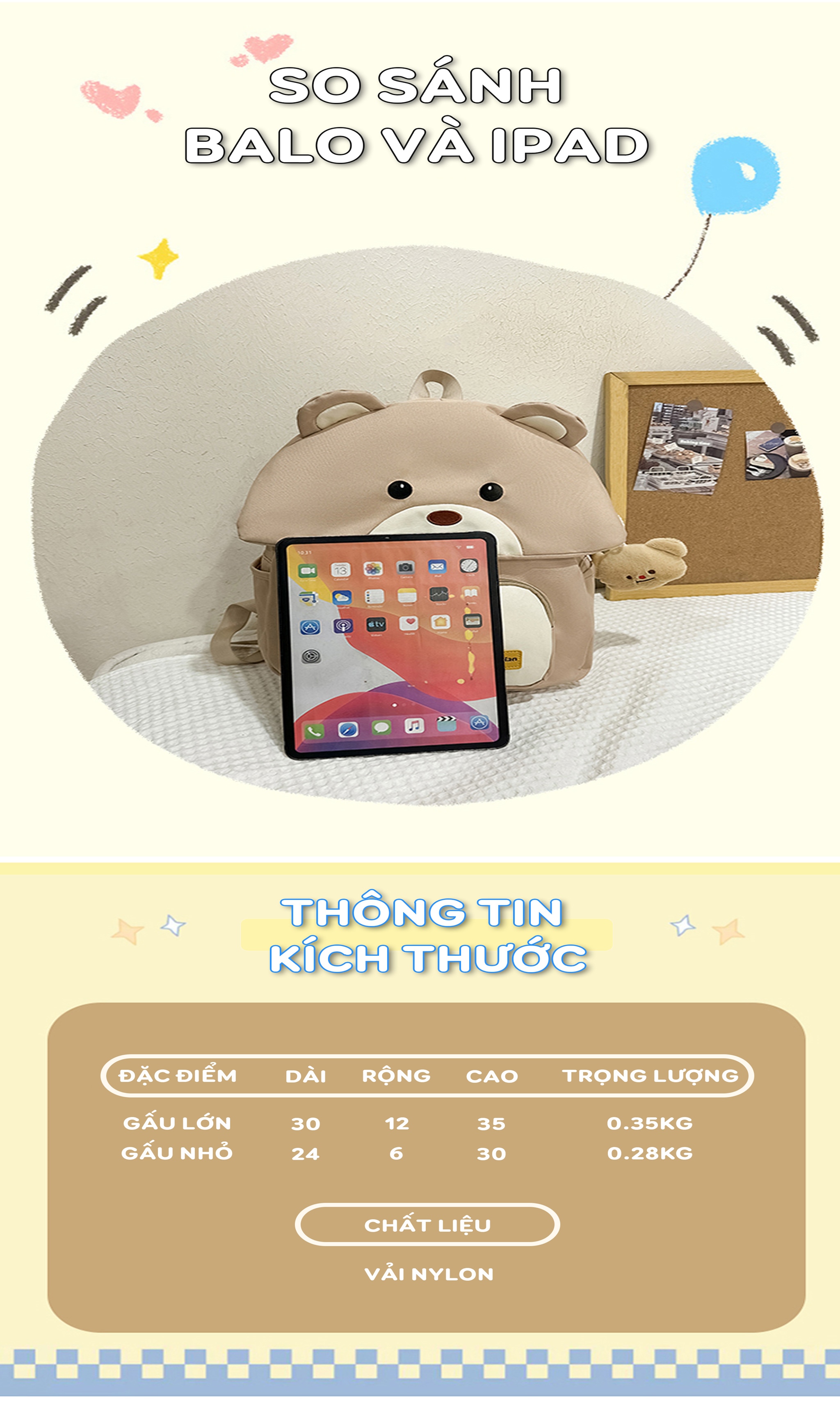 Mô tả Balo thời trang SUNNY BL02 - Balo đi học nữ dễ thương mầm non, tiểu học chống nước bền bỉ - 3