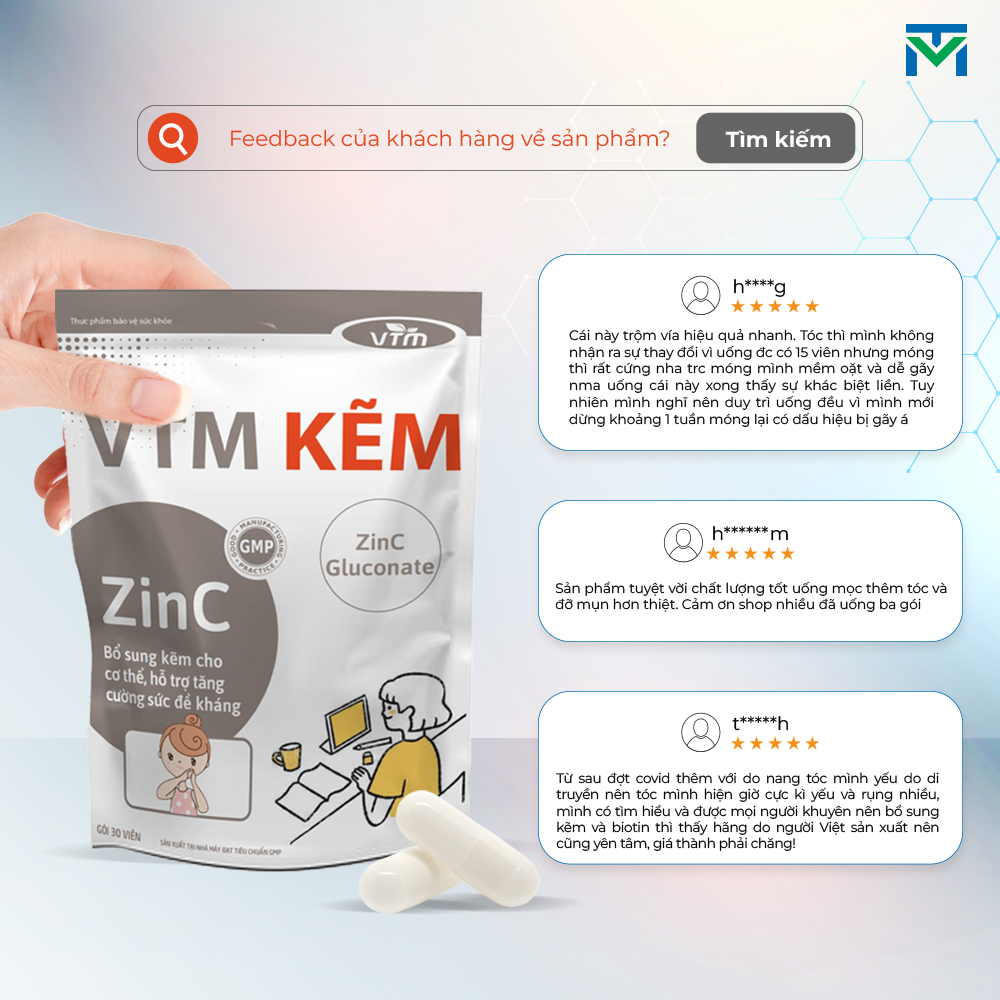 Mô tả Viên uống bổ sung Kẽm ZinC VTM hỗ trợ tăng cường đề kháng, miễn dịch gói 30 viên - 30 ngày - 9