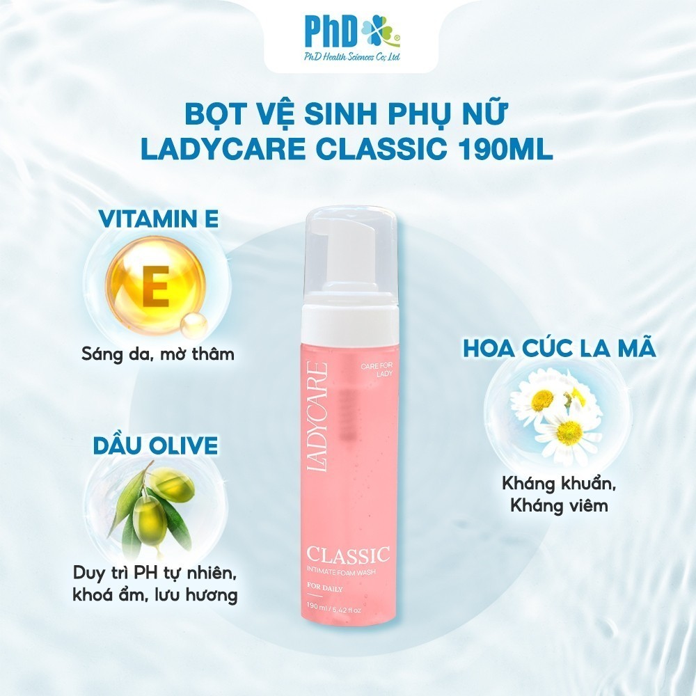Mô tả Dung Dịch Vệ Sinh Phụ Nữ Dạng Bọt Ladycare Classic Mọi Loại Da, Làm Sạch Và Duy Trì pH 190ml - 3