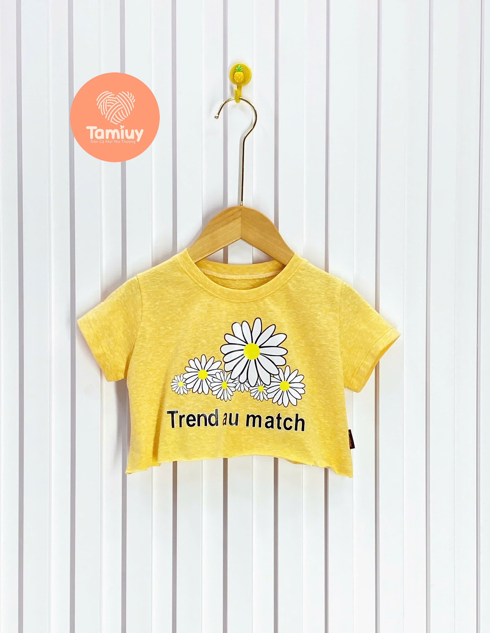 Mô tả Áo Thun Croptop Bé Gái Hoa Hướng Dương, Chất Cotton Co Giãn (Size 1-10 Tuổi) - 1
