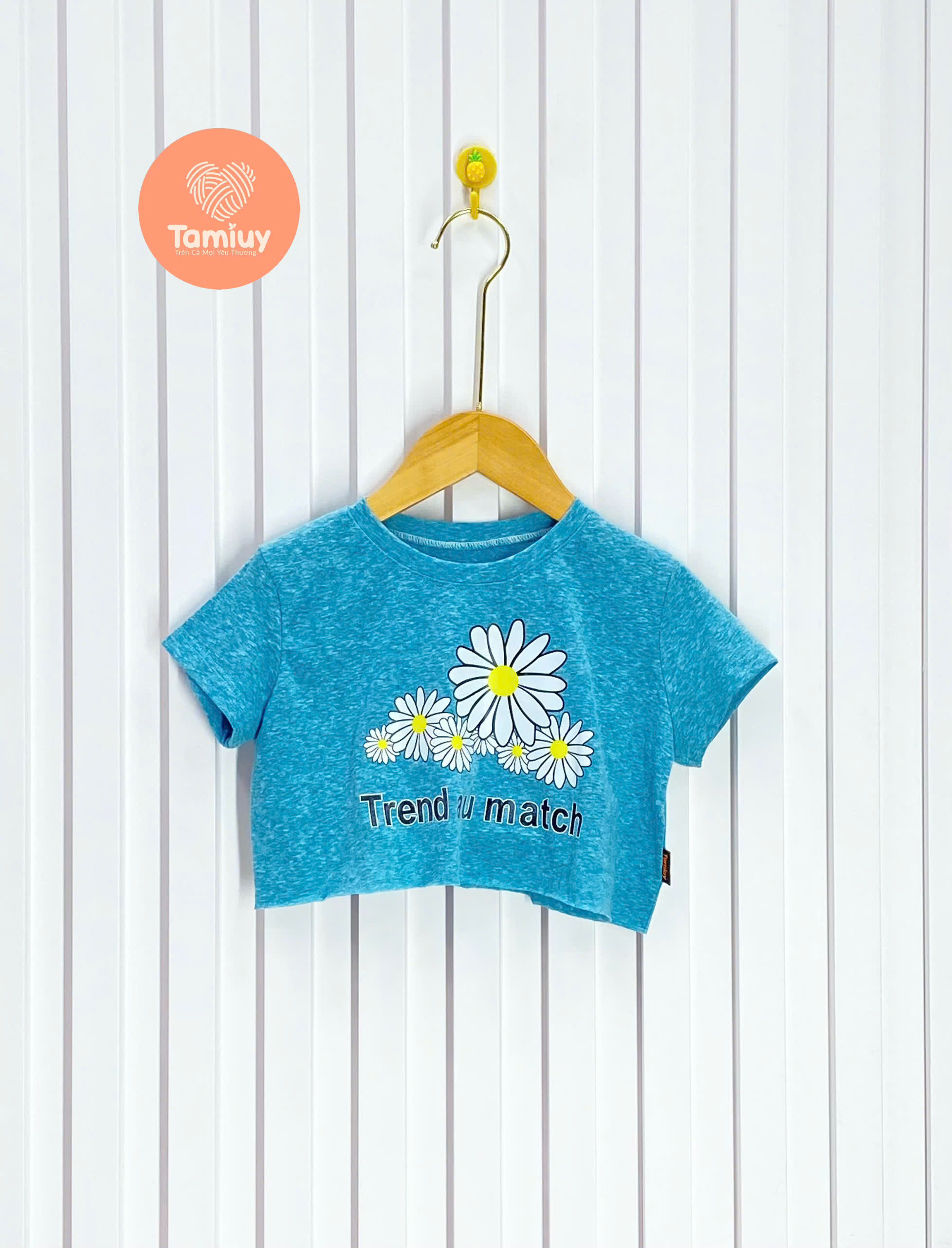 Mô tả Áo Thun Croptop Bé Gái Hoa Hướng Dương, Chất Cotton Co Giãn (Size 1-10 Tuổi) - 3