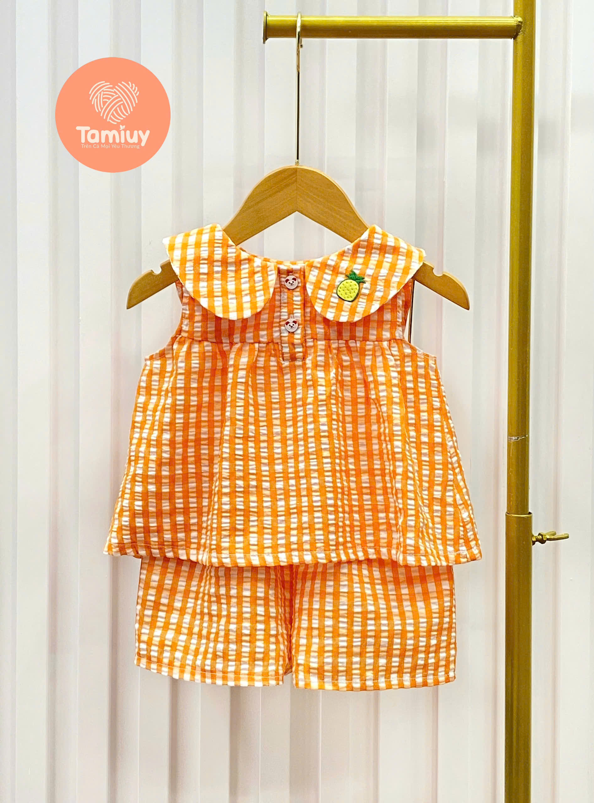 Mô tả Bộ Caro Bé Gái  Tamiuy Phối Họa Tiết , Vải Cotton Mềm Mại (10-38 kg) - 1
