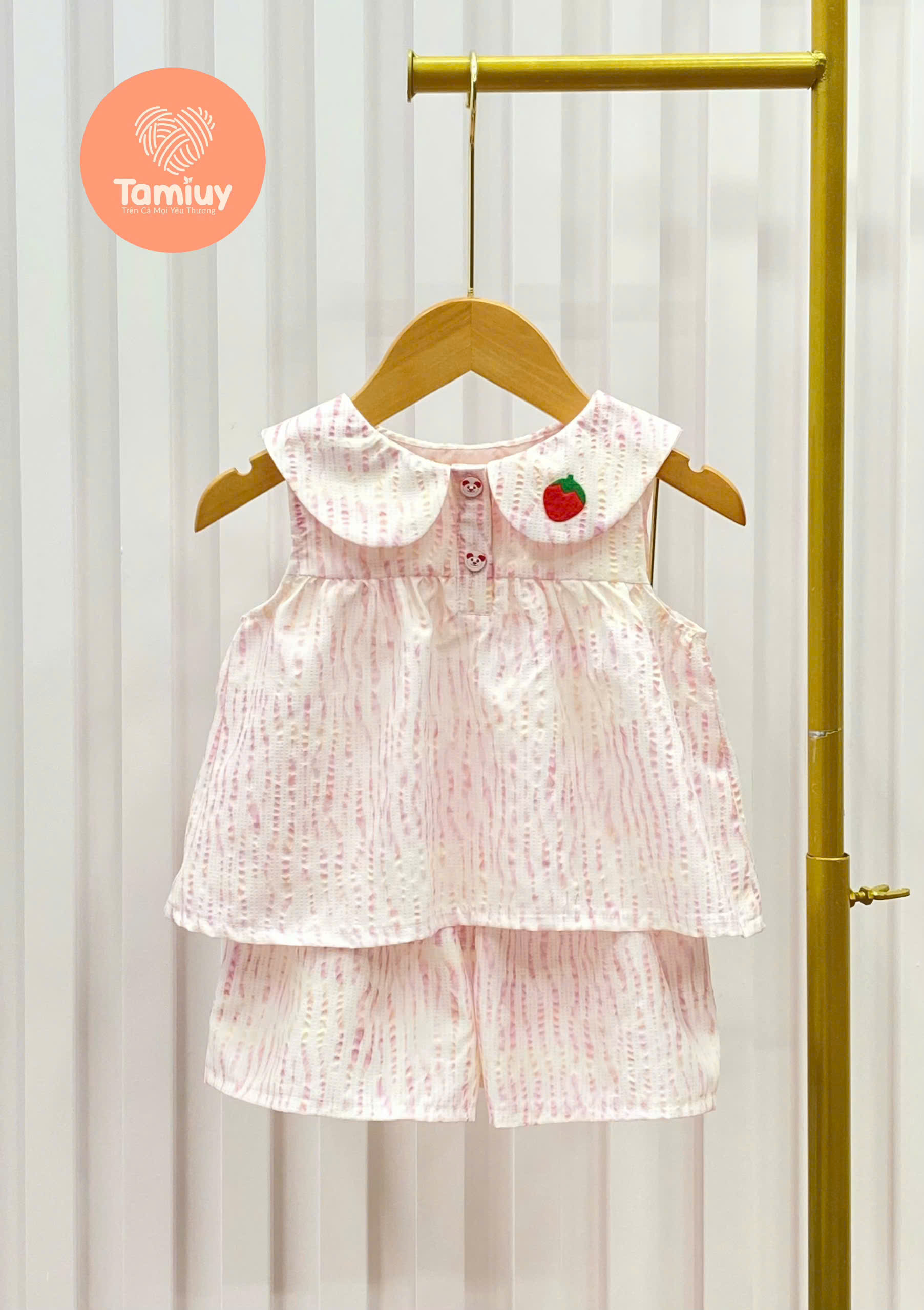 Mô tả Bộ Caro Bé Gái  Tamiuy Phối Họa Tiết , Vải Cotton Mềm Mại (10-38 kg) - 3