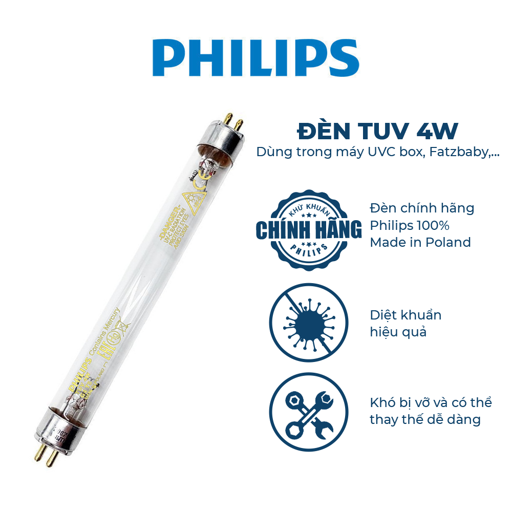 Mô tả Đèn khử khuẩn Philips TUV 4W - 1