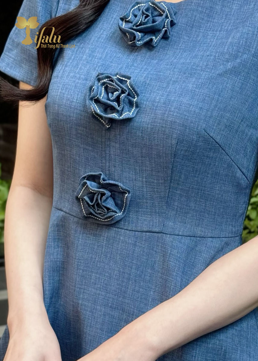 Mô tả TIFALU - Đầm dáng xoè công sở, dạo phố - ZOL418BLU - 1