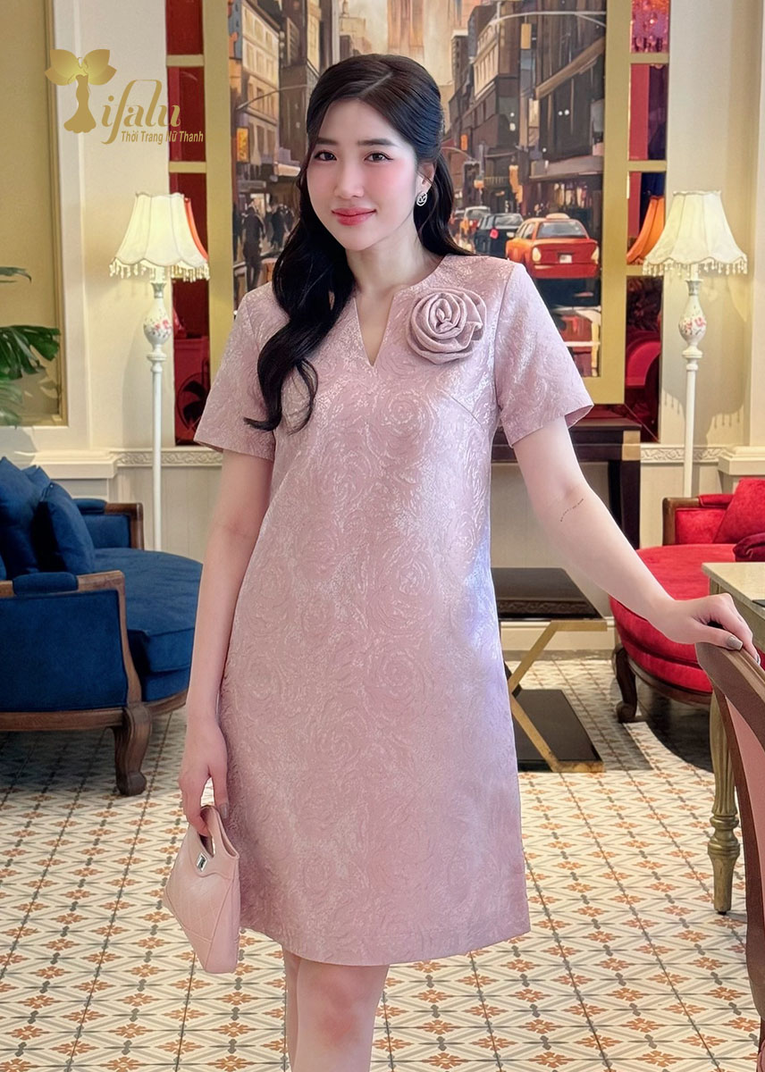 Mô tả Đầm dự tiệc trung niên TIFALU chất gấm hoa sang trọng - ZOL336PLE - 1