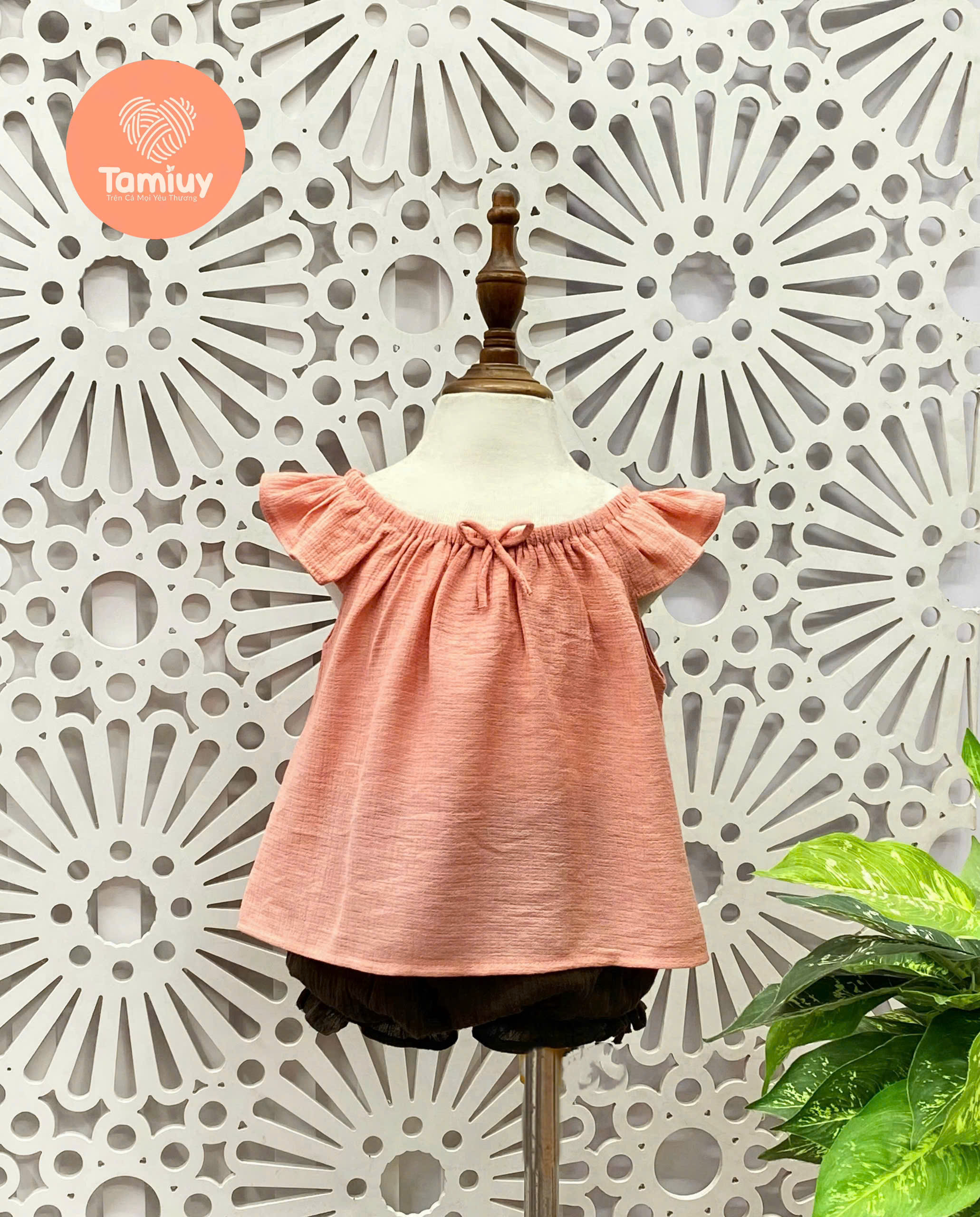Mô tả Bộ Bé Gái Tamiuy Vải Xốp Dún Cổ Phối Quần Phồng Nhiều Màu ,Size 10-38 kg - 1