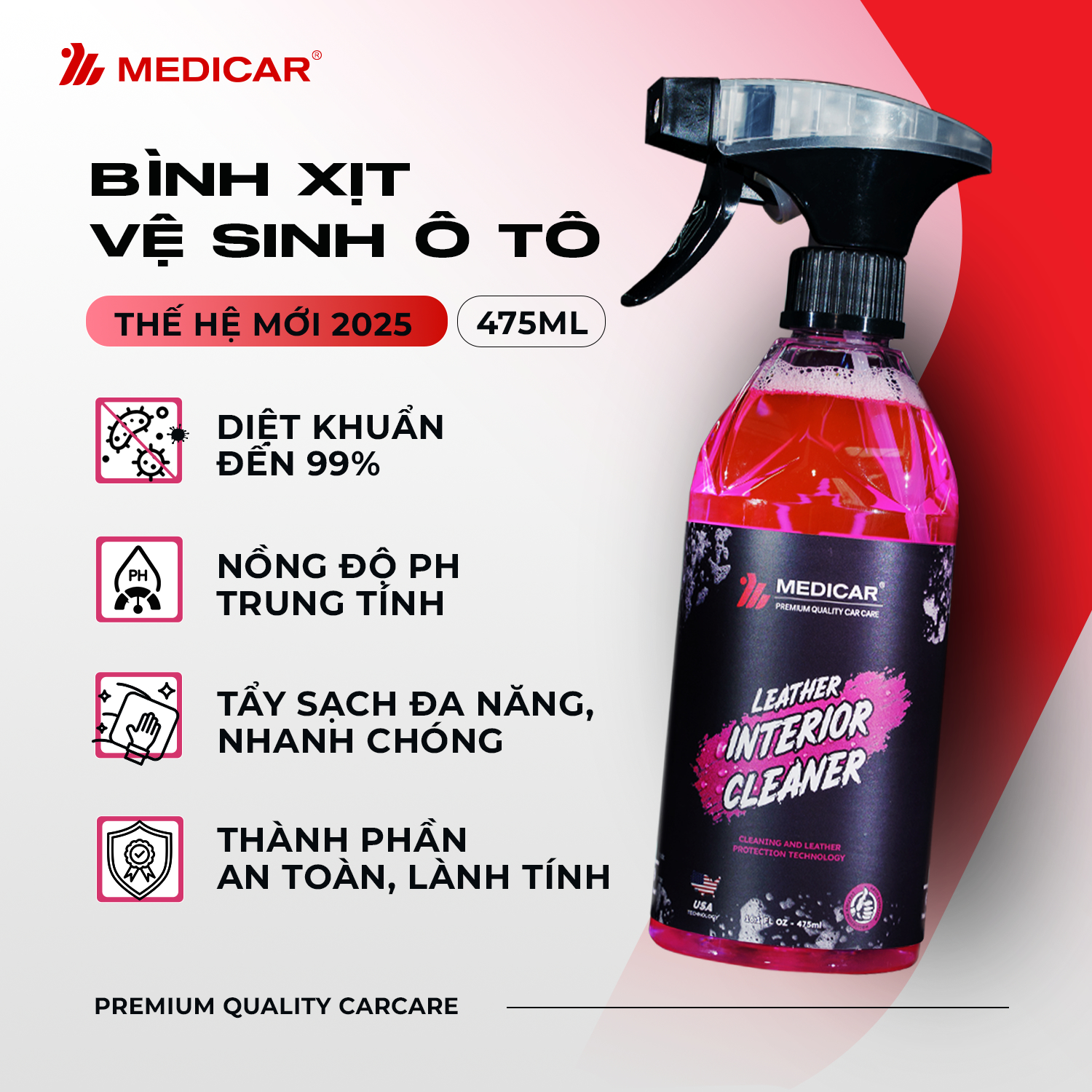 Mô tả Dung dịch vệ sinh nội thất ô tô Medicar – Sạch sâu, khử mùi, an toàn tuyệt đối - 1
