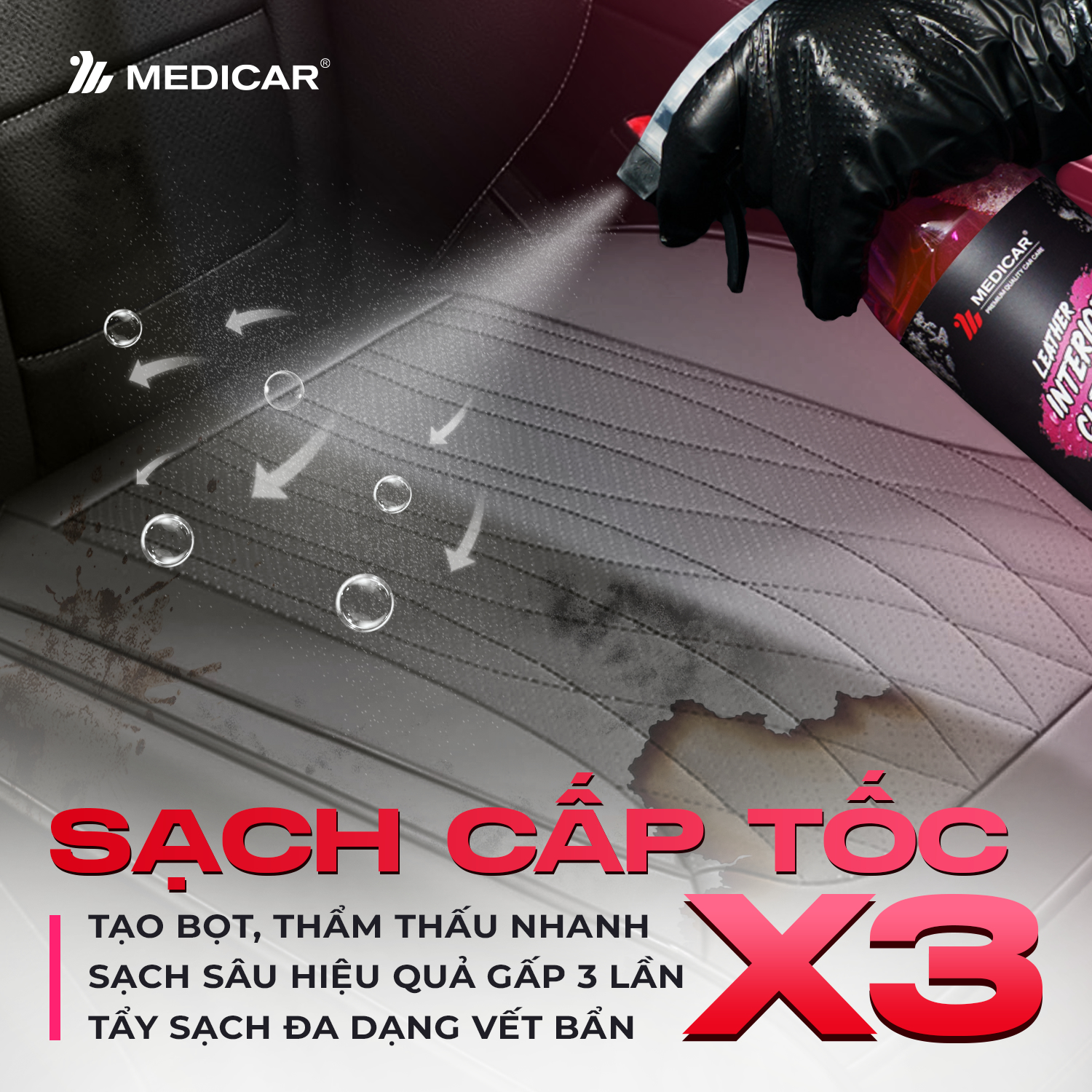 Mô tả Dung dịch vệ sinh nội thất ô tô Medicar – Sạch sâu, khử mùi, an toàn tuyệt đối - 2