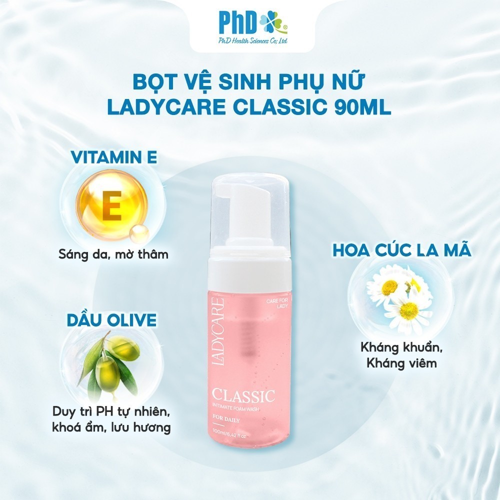 Mô tả Dung Dịch Vệ Sinh Phụ Nữ Dạng Bọt Ladycare Classic Mọi Loại Da, Làm Sạch Và Duy Trì pH 90ml - 3