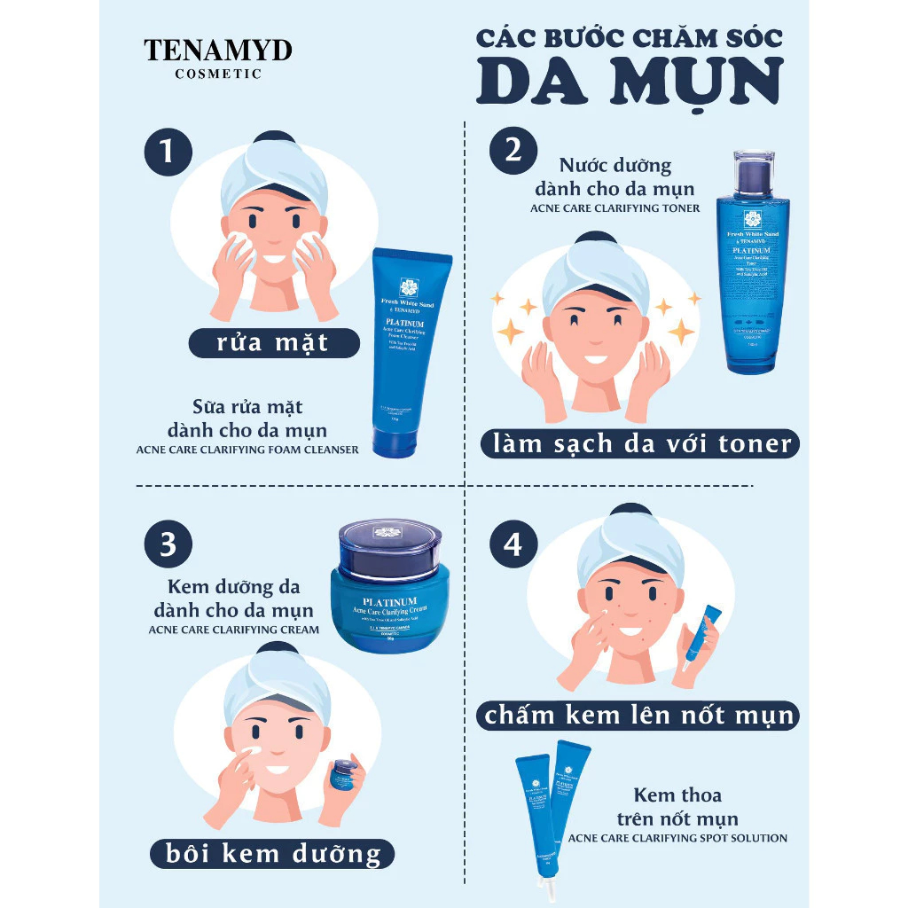 Mô tả Nước Dưỡng Dành Cho Da Dầu Mụn Tenamyd Platinum Acne Care Clarifying Toner 140ml - 6