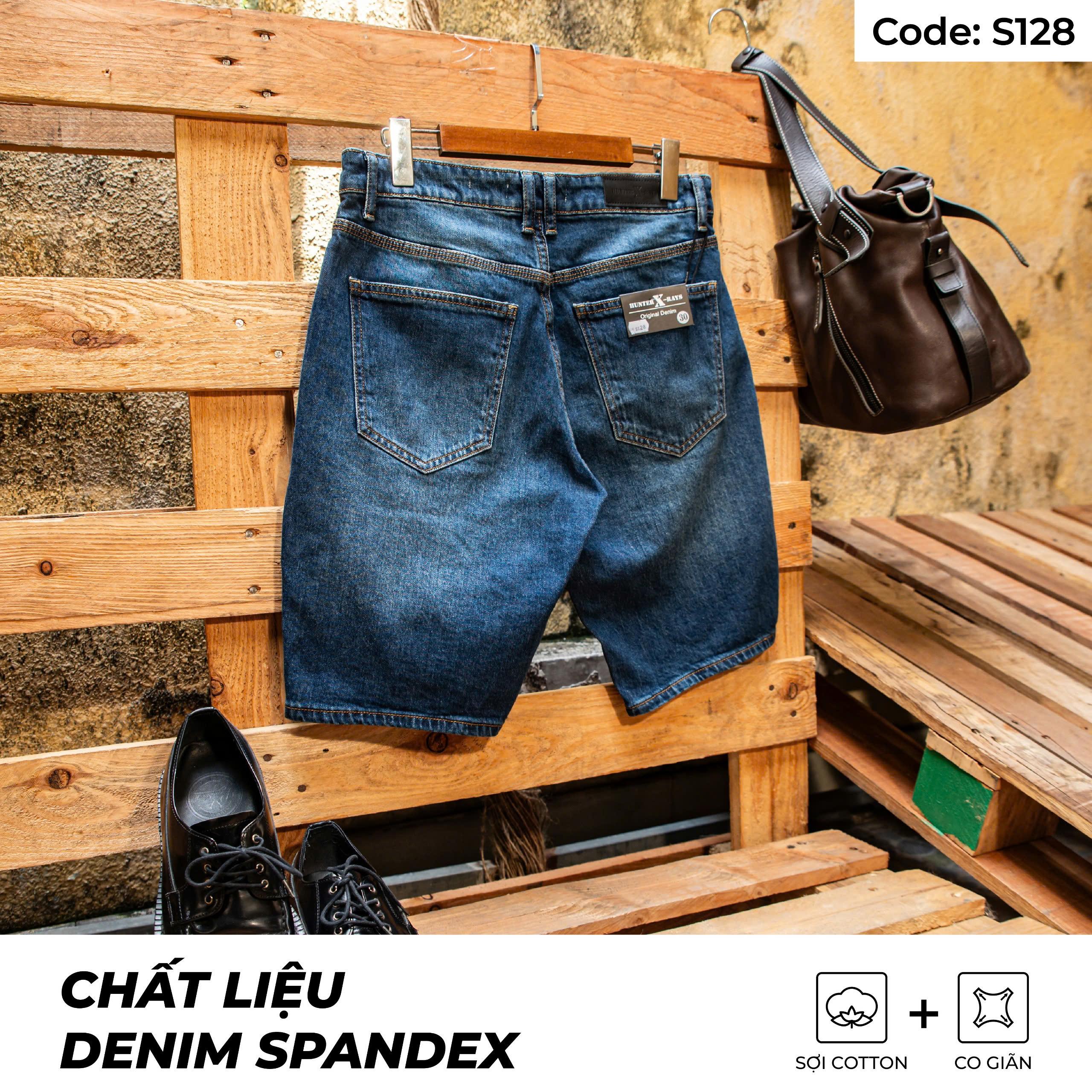 Mô tả Quần Short Jeans Nam Xanh Wash Sáng S128 Denim Spandex Co Giãn Just Men Thời Trang Nam - 3