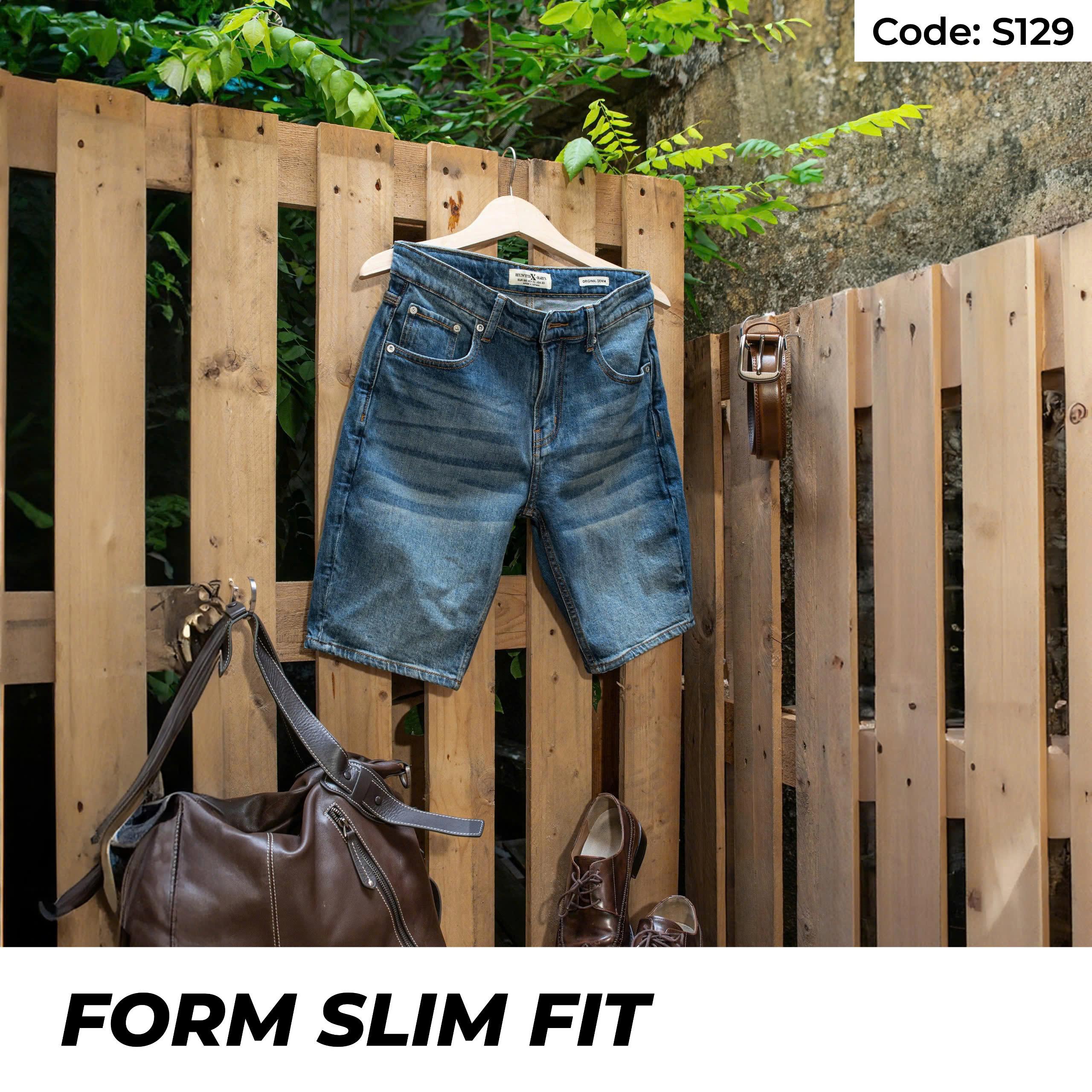 Mô tả Quần Short Jeans Nam Xanh Wash Sáng S129 Denim Spandex Co Giãn Just Men Thời Trang Nam - 2