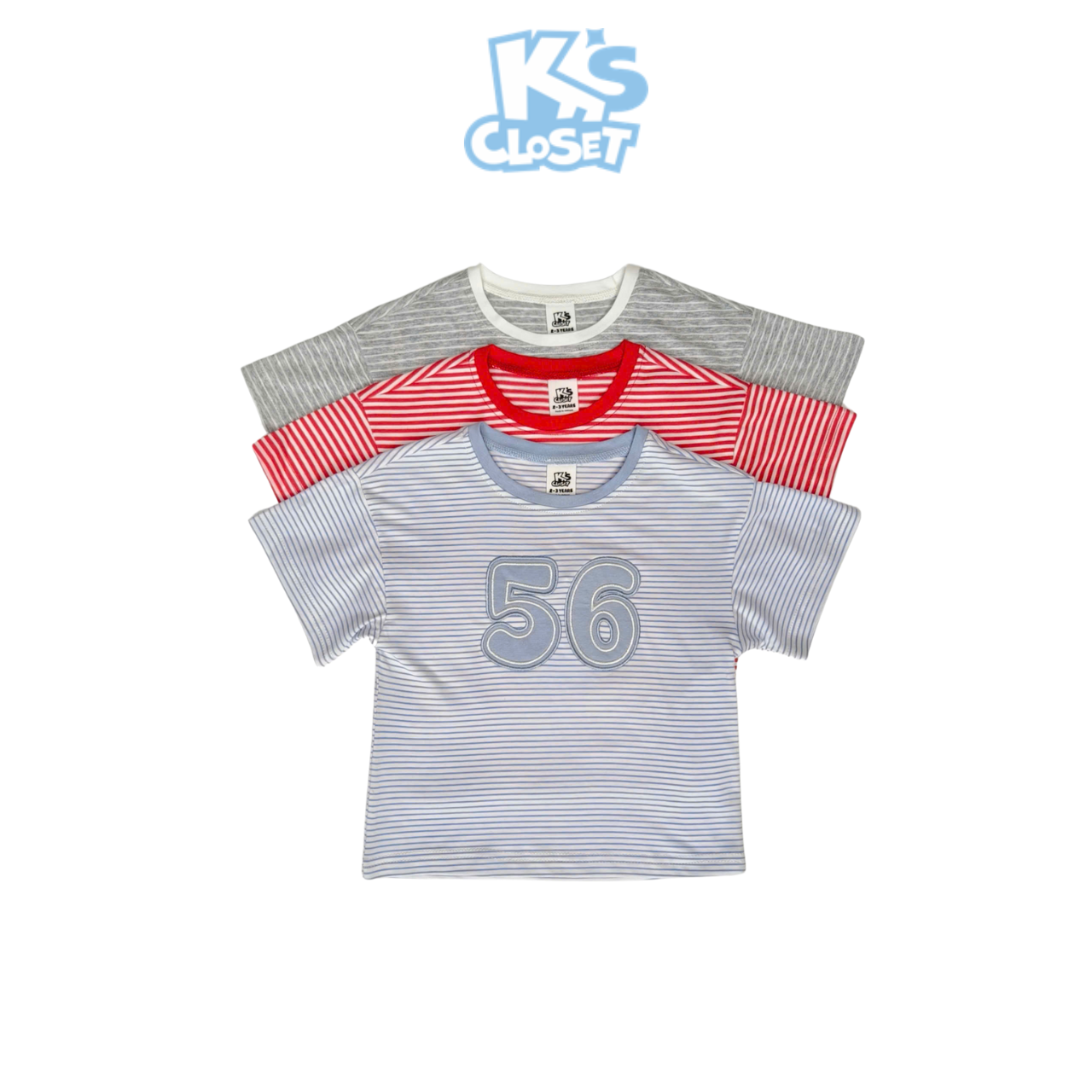 Mô tả Áo Phông Cộc Tay K'S CLOSET Chất Liệu Vải Cotton Họa Tiết Kẻ In Số Cho Bé Gái (2-14 tuổi) từ 10kg-60kg E018FIS - 1