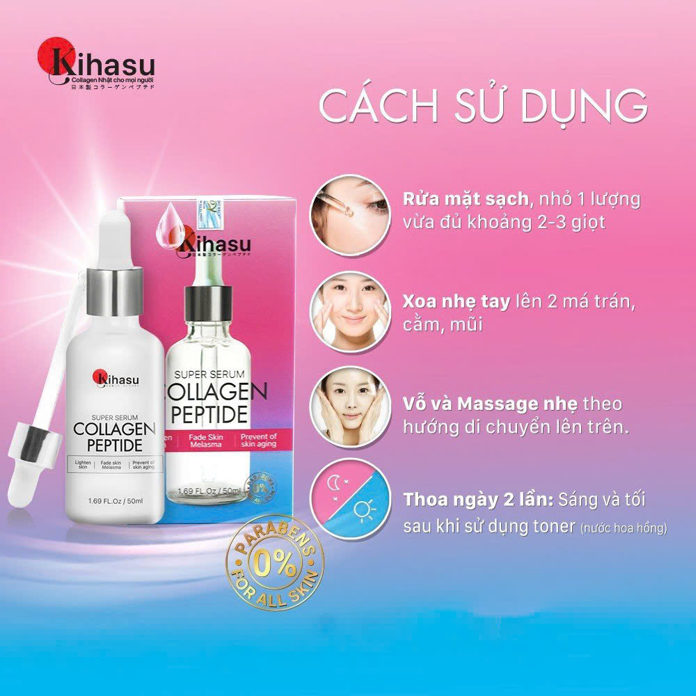 Mô tả Serum Collagen Kihasu Dưỡng Trắng Da, Cấp Ẩm, Chống Lão Hóa, Se Khít Lỗ Chân Lông, Phục Hồi Da - 3