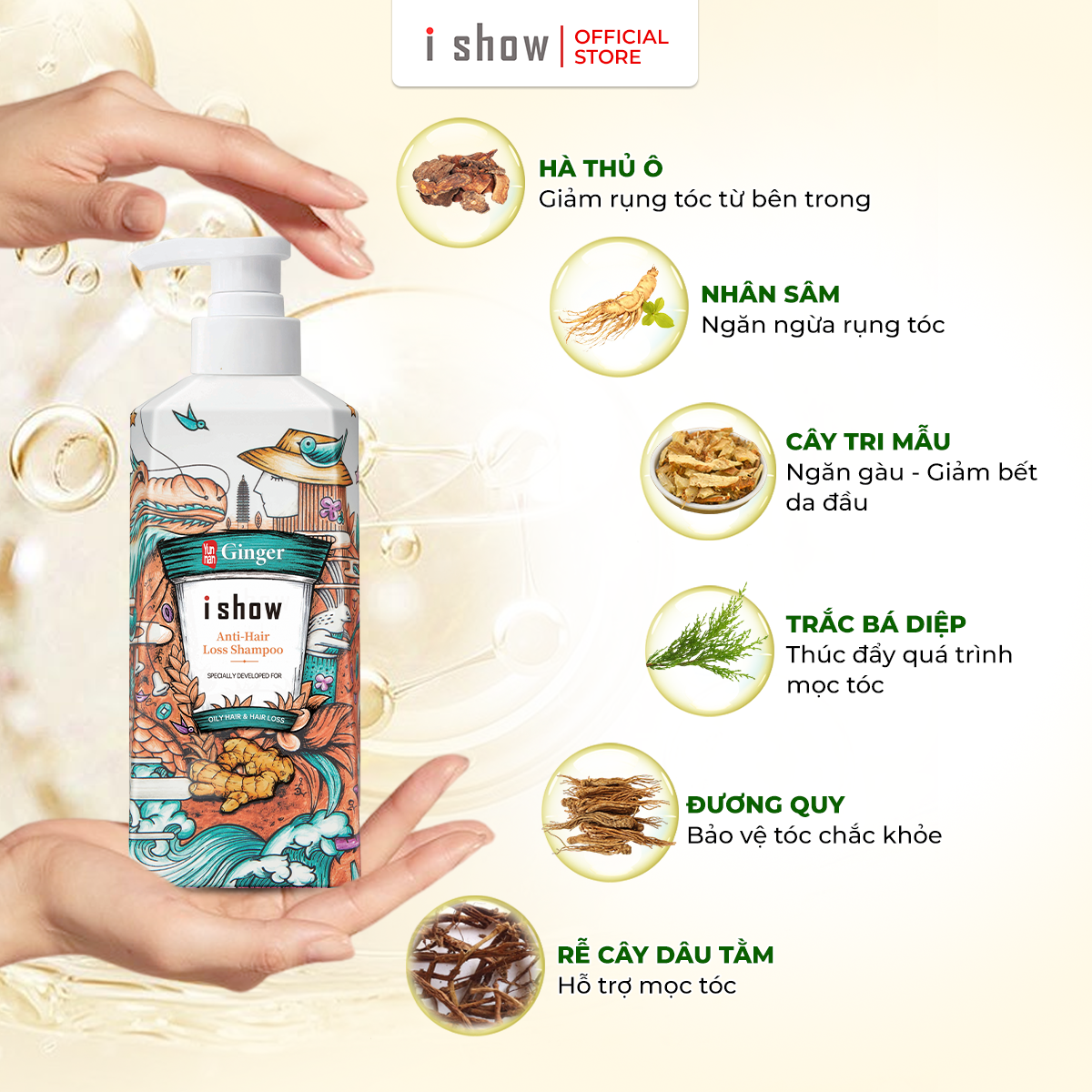 Mô tả Dầu Gội Gừng I SHOW Hỗ Trợ Mọc Tóc Giảm Gàu Ngứa Kiềm Dầu Phồng Tóc - Dầu Gội I SHOW Chính Hãng - 2