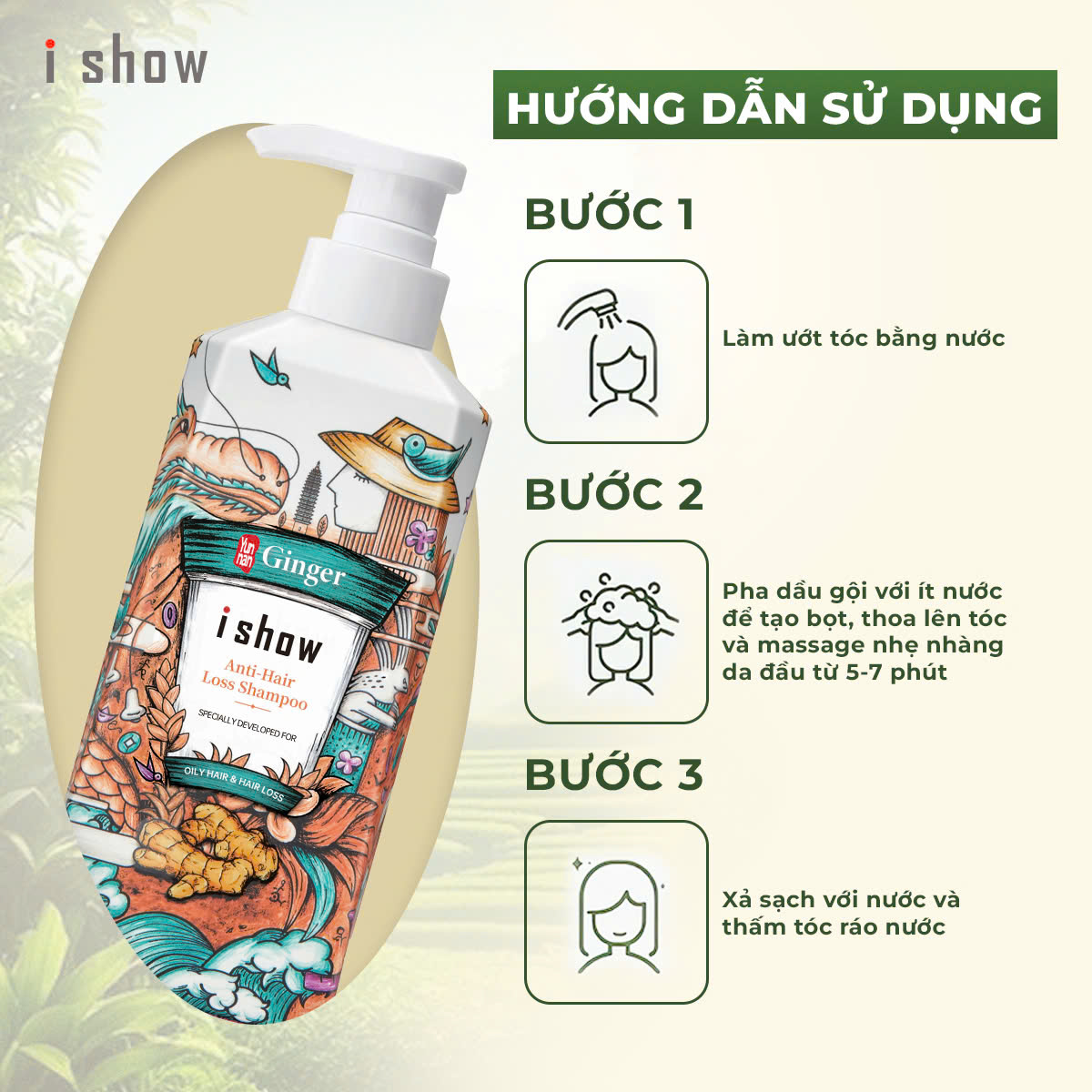 Mô tả Dầu Gội Gừng I SHOW Hỗ Trợ Mọc Tóc Giảm Gàu Ngứa Kiềm Dầu Phồng Tóc - Dầu Gội I SHOW Chính Hãng - 4