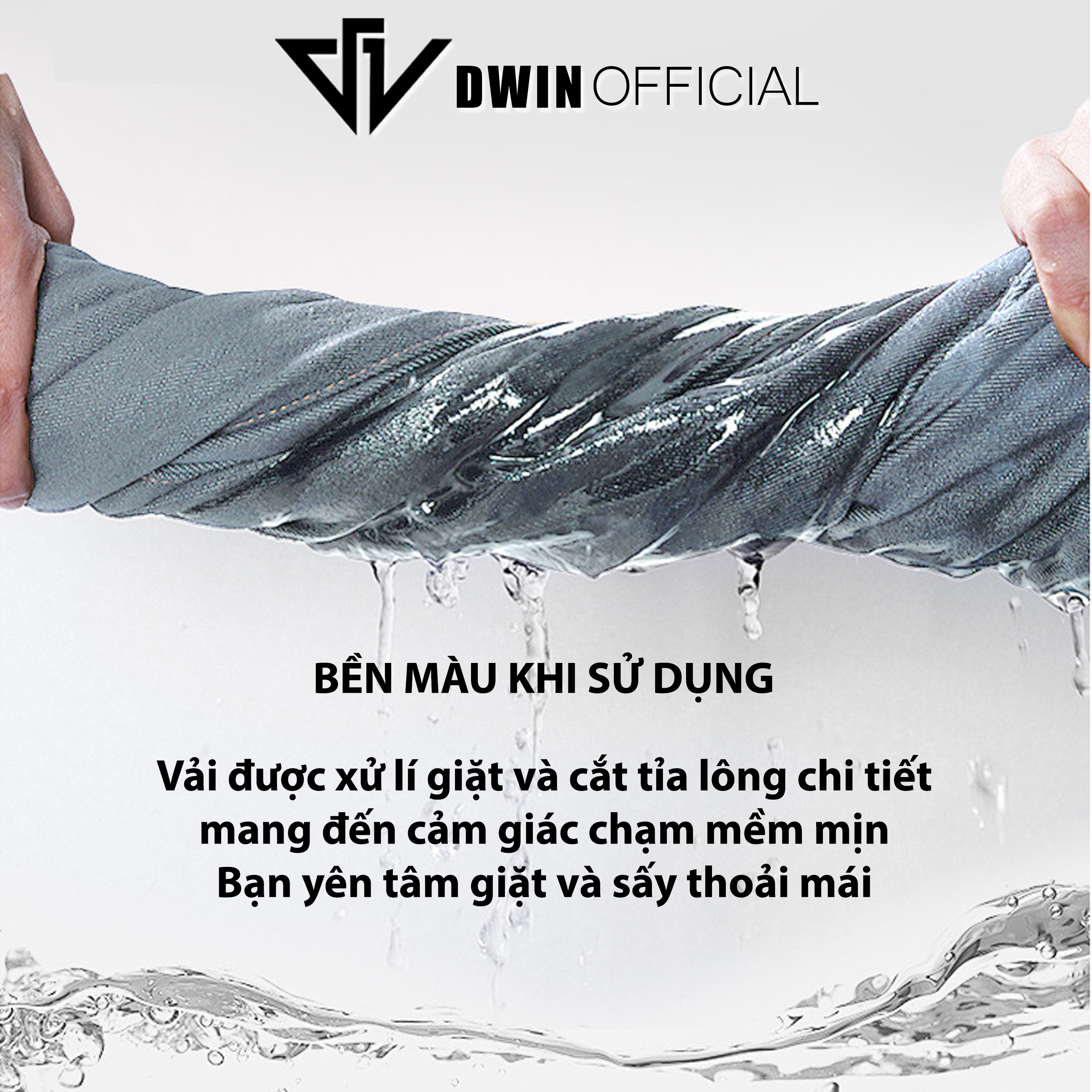 Mô tả Quần short jean cotton nam nữ DWIN đùi jean cotton wash form rộng basic unisex chống nhăn không xù - 4