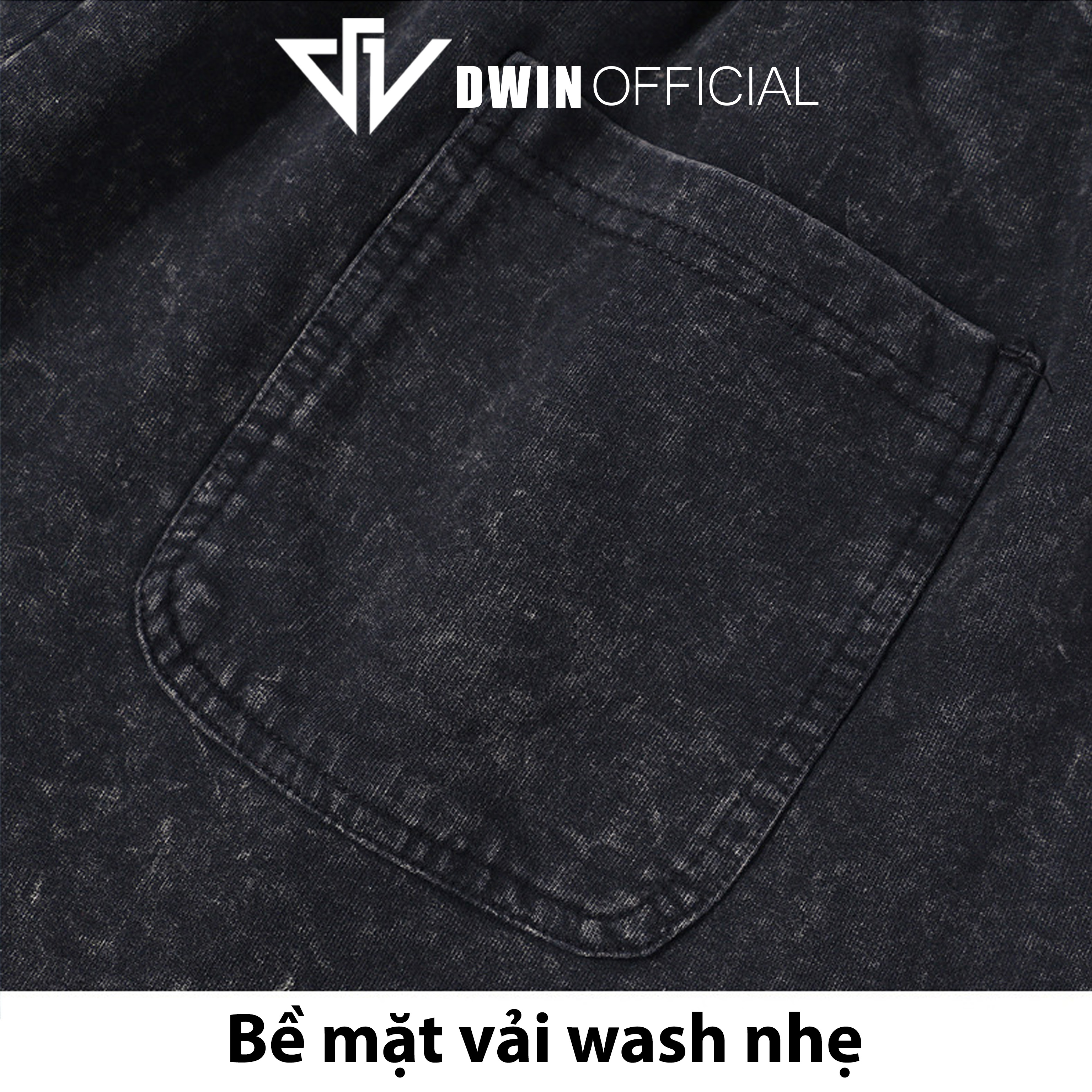 Mô tả Quần short jean cotton nam nữ DWIN đùi jean cotton wash form rộng basic unisex chống nhăn không xù - 7