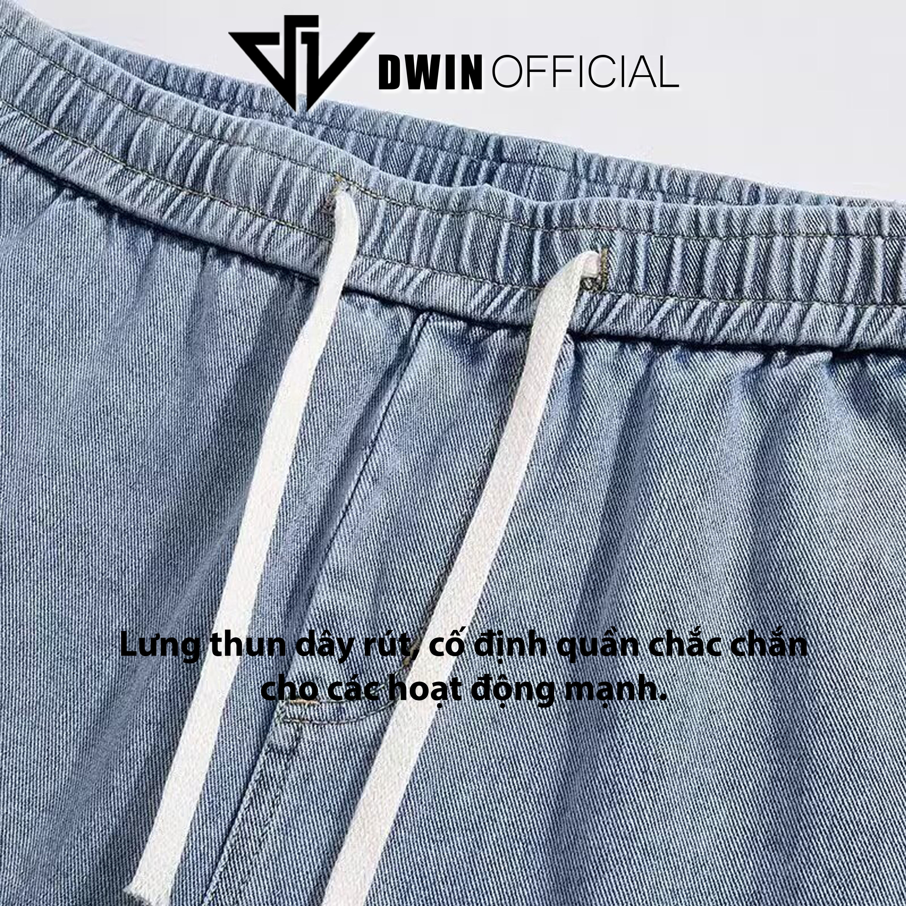 Mô tả Quần short jean cotton nam nữ DWIN đùi jean cotton wash form rộng basic unisex chống nhăn không xù - 8