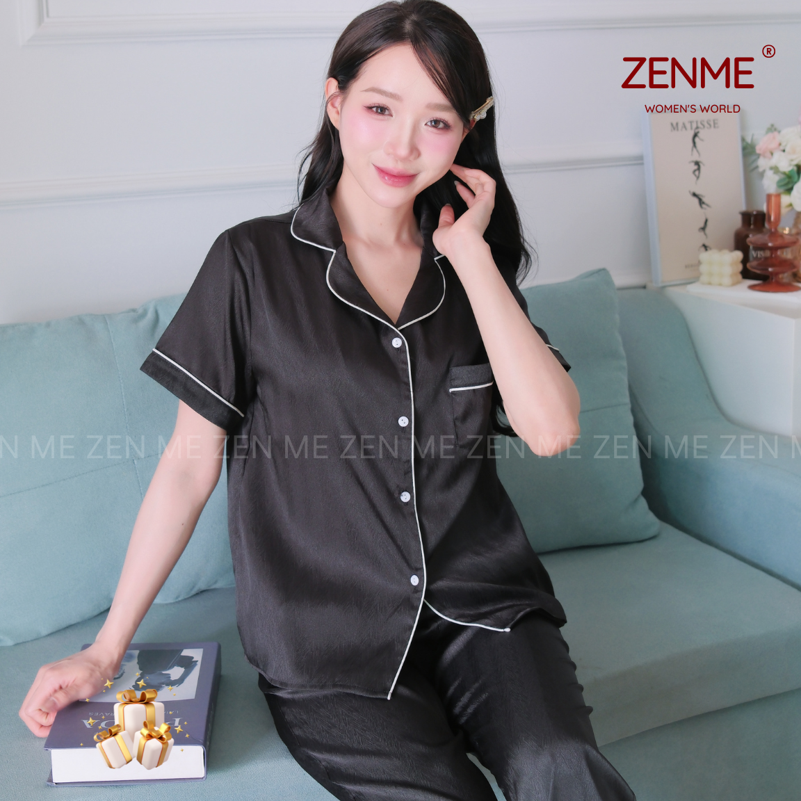 Mô tả Bộ Ngủ Pijama Dài Tay Thu Đông Lụa Cao Cấp Zen Me Women’s World  PJDD0824 - 8