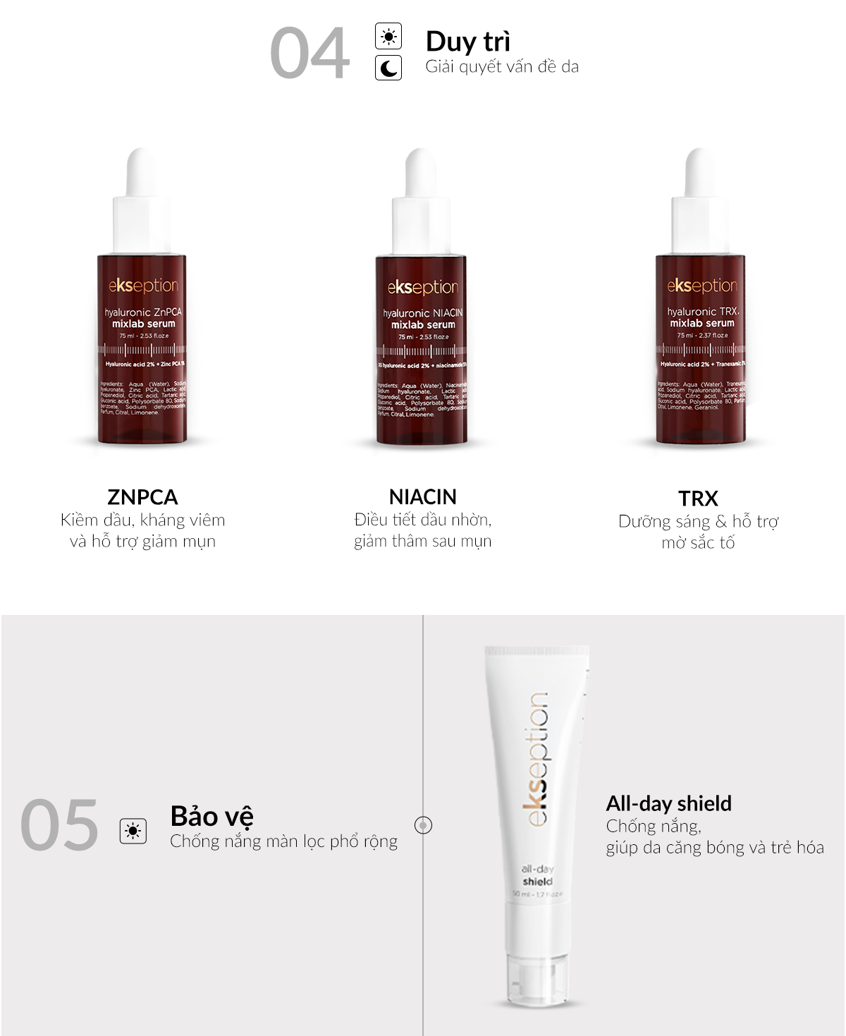 Mô tả Combo EKSEPTION Pre-Serum Hyaluronic 2% PHA 5% Dưỡng Ẩm Và B5 Hyaluronic Mixlab 75ML - 6