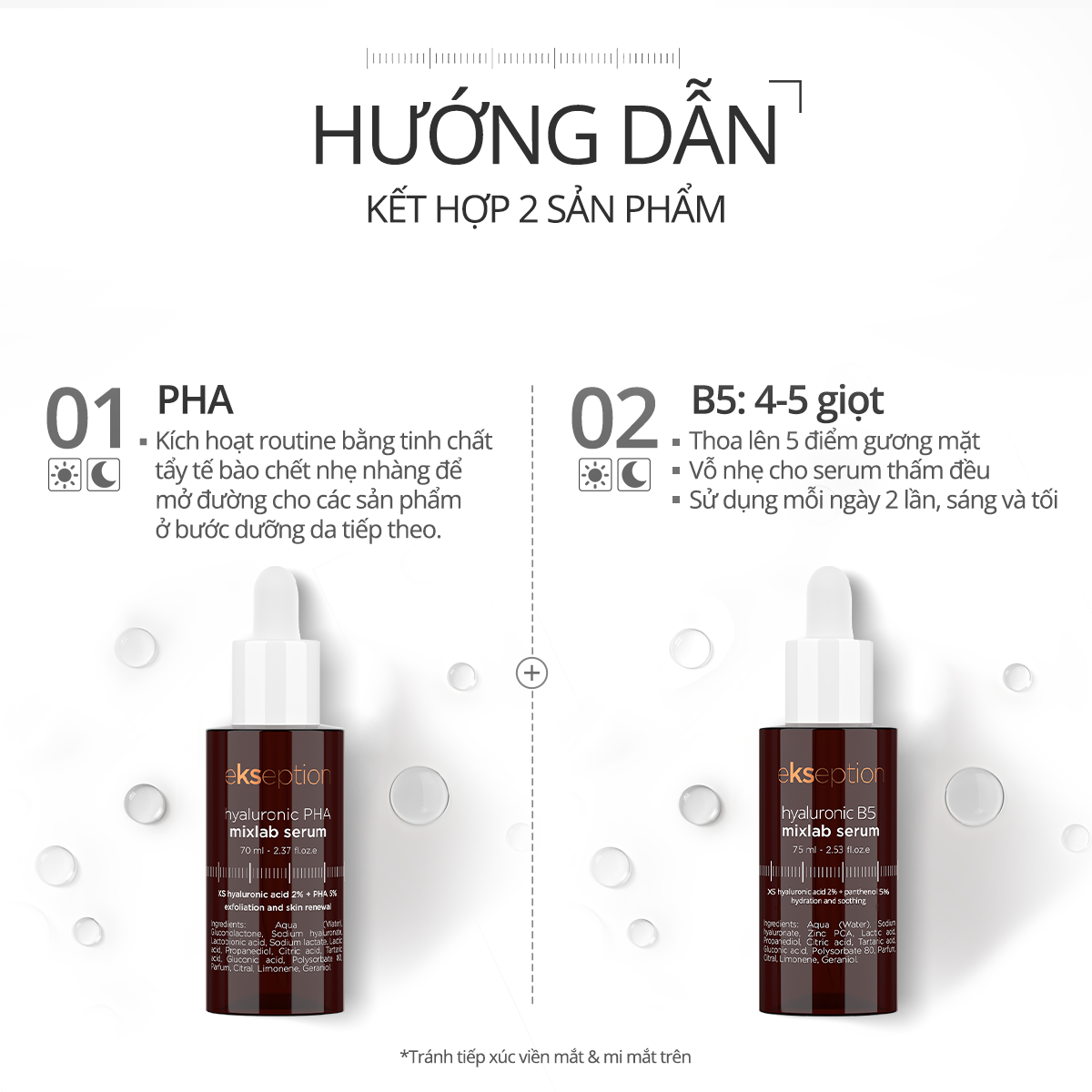 Mô tả Combo EKSEPTION Pre-Serum Hyaluronic 2% PHA 5% Dưỡng Ẩm Và B5 Hyaluronic Mixlab 75ML - 4