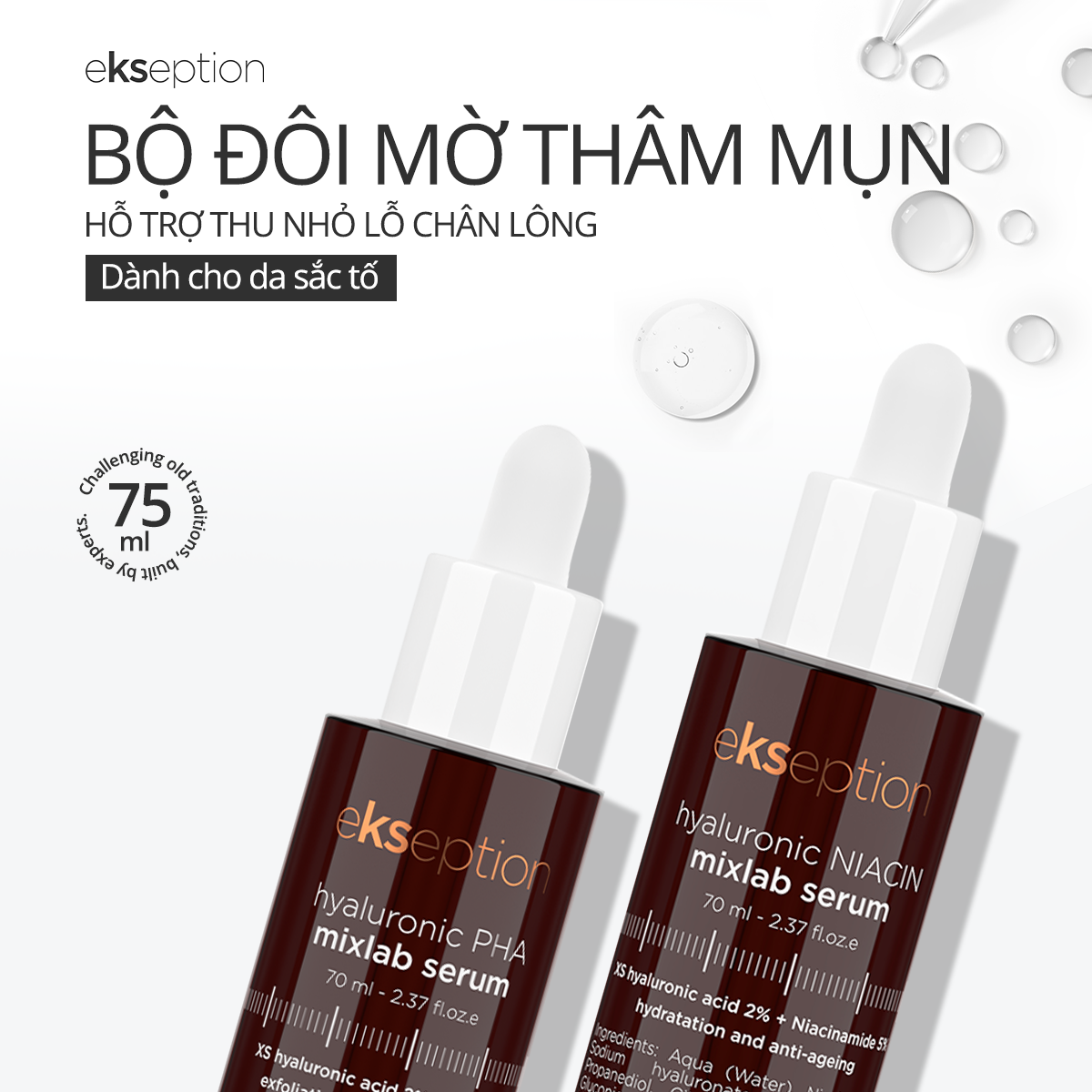 Mô tả Combo EKSEPTION Pre-Serum Hyaluronic 2% PHA 5% Dưỡng Ẩm Và Serum Ekseption NIACIN B3 75ML - 1
