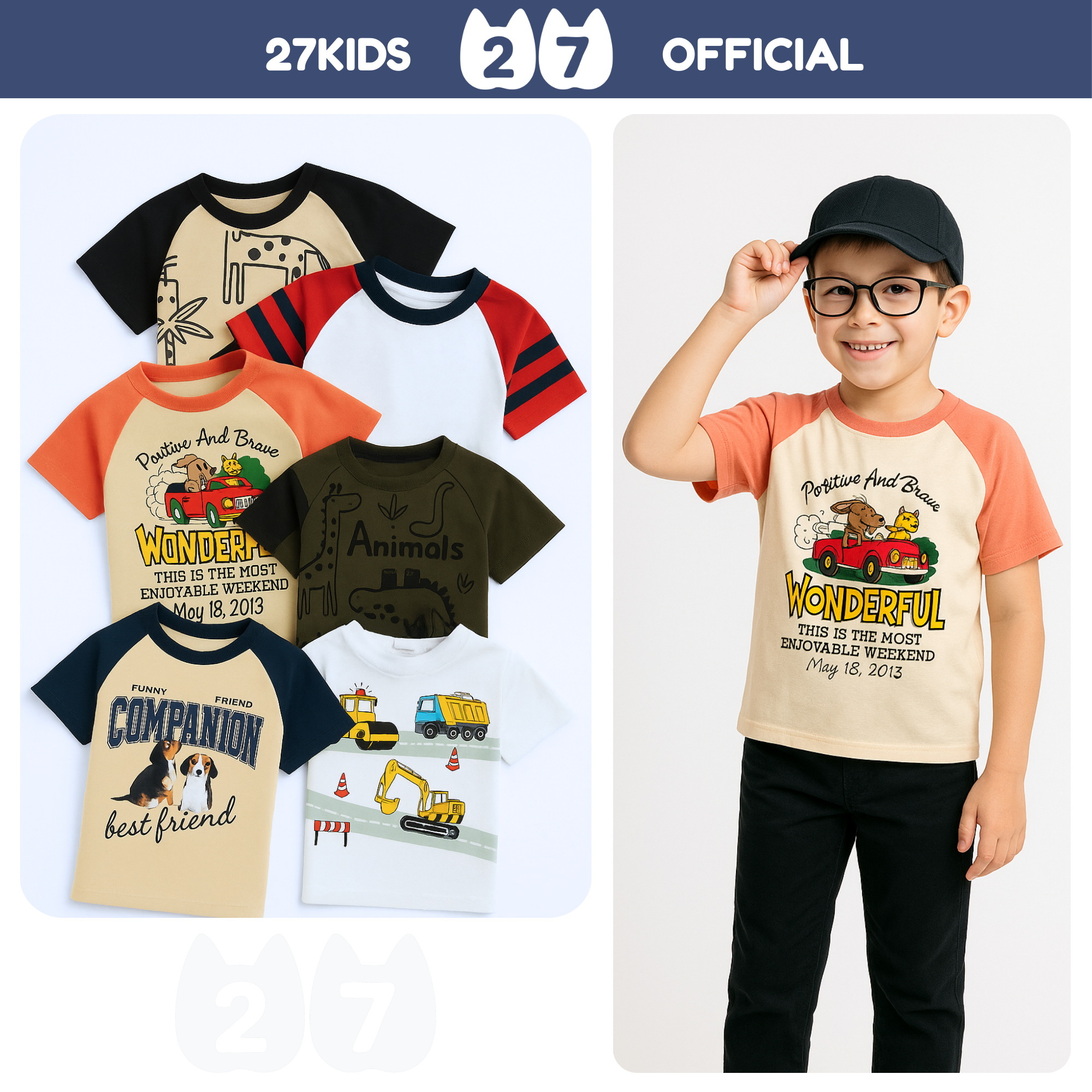 Áo thun bé trai 27Kids 8
