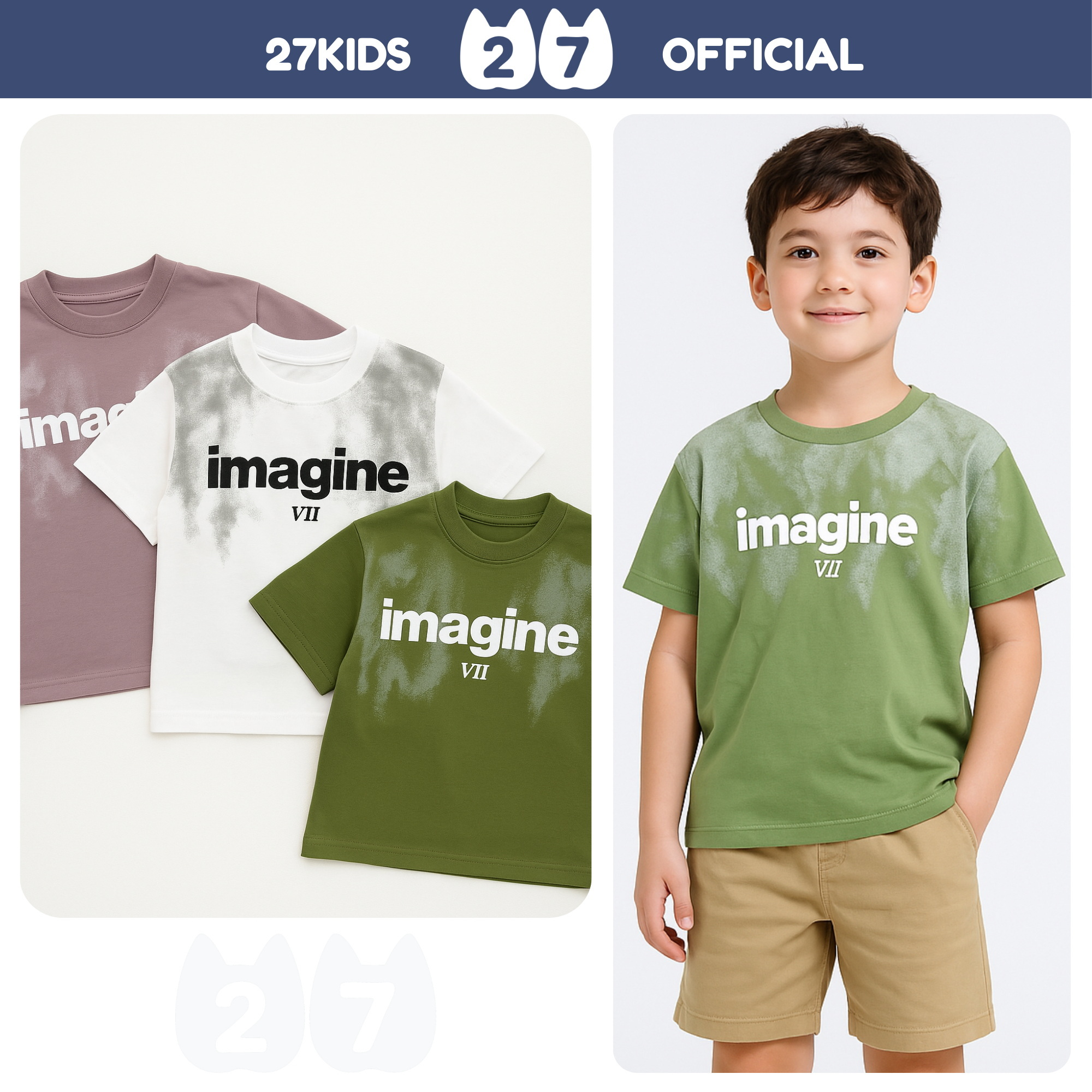 Áo thun bé trai 27Kids KACADY BSTS5