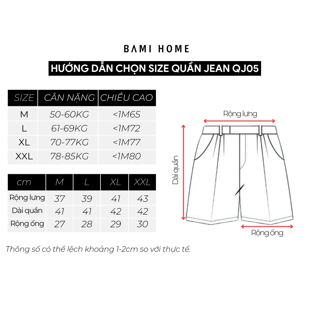 Mô tả Quần short Jean Nam BAMI HOME, quần đùi Jean dày dặn, form trên gối QJ05 - 10