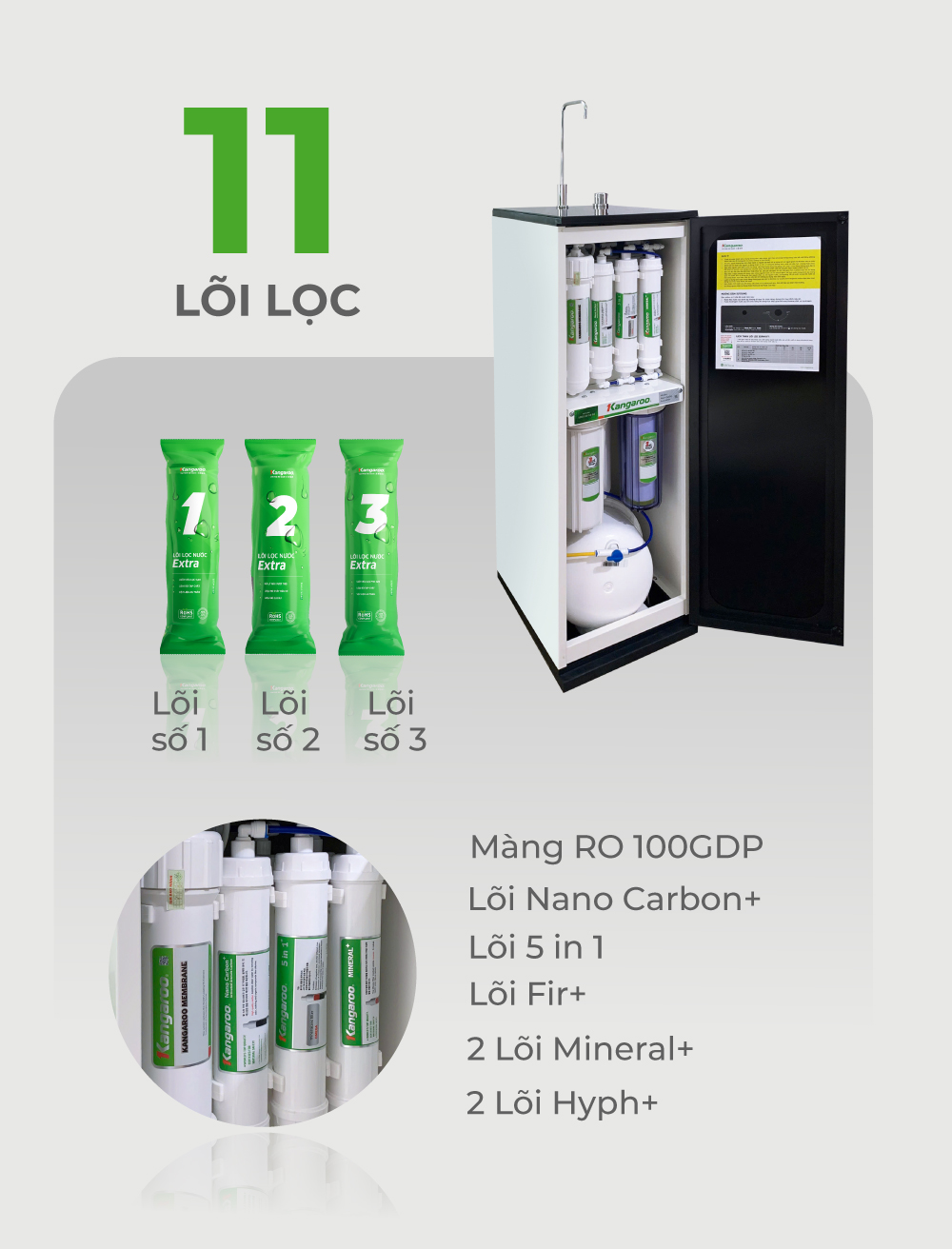 Mô tả Máy lọc nước Kangaroo 11 lõi Hydrogen KG100HC3 - 4