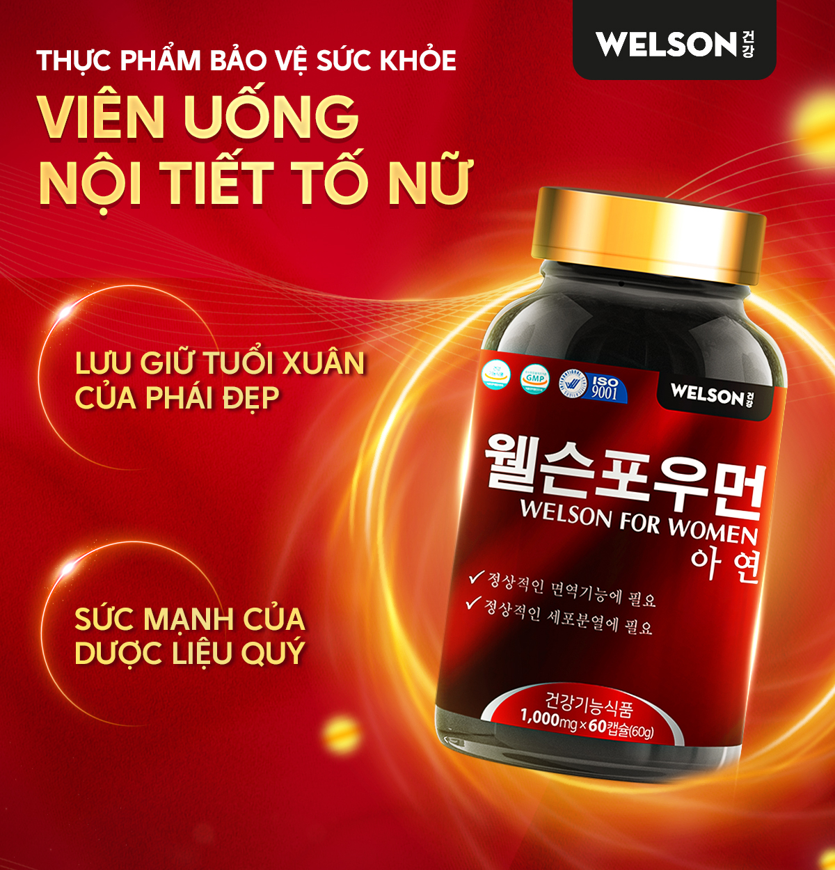 Mô tả [2Hộp] Thực phẩm bảo vệ sức khoẻ Viên uống Nội Tiết Tố Nữ Welson For Women Hỗ Trợ Cải Thiện Sinh Lý Nữ Hộp 60 Viên - 1