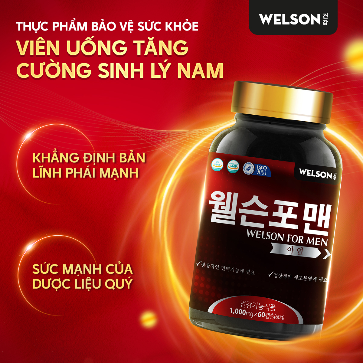 Mô tả [2Hộp] Thực phẩm bảo vệ sức khoẻ Viên Uống Hỗ Trợ Tăng Cường Sinh Lý Nam Welson For Men Hộp 60 Viên - 1