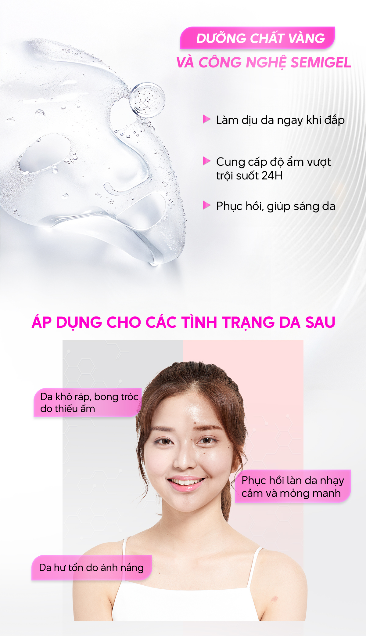 Mô tả Mặt Nạ Dưỡng Ẩm Hàn Quốc Công Nghệ Semi Gel Giúp Da Căng Mịn Sáng Da Welson Beauty Peptides 5 Miếng - 2