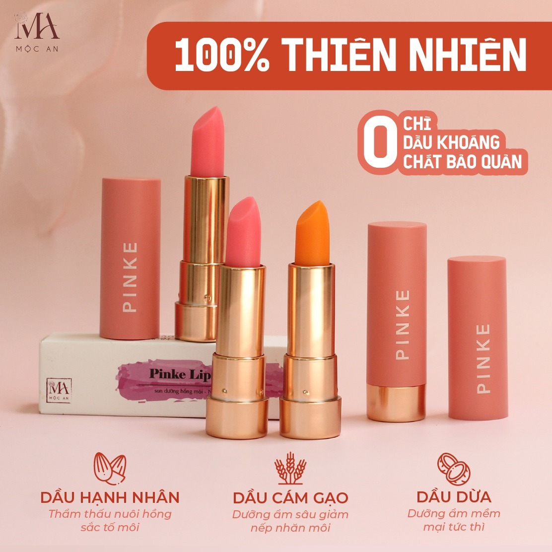 Mô tả Son Dưỡng Môi Có Màu Pinke Mộc An, Không Chì, Cấp Ẩm Dưỡng Hồng Môi Mềm Mịn 4g - 4