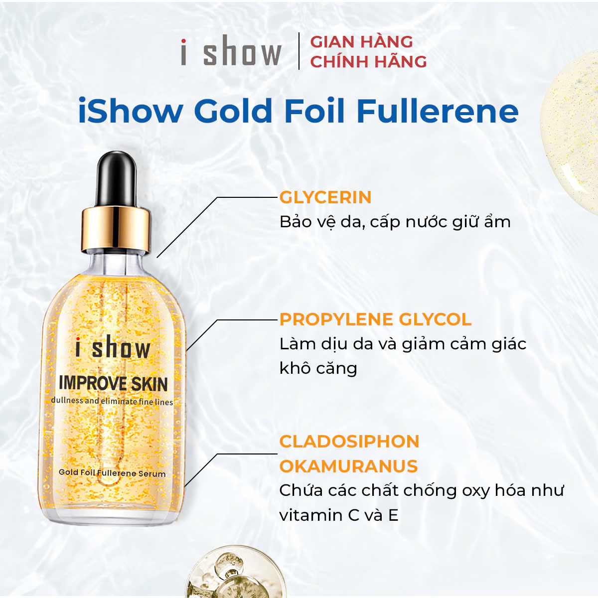 Mô tả Serum Tinh Chất Dưỡng Da Vàng 24k I SHOW Hỗ Trợ Đàn Hồi Da Cải Thiện Da Xỉn Màu Giúp Trẻ Hoá Làn Da - 2