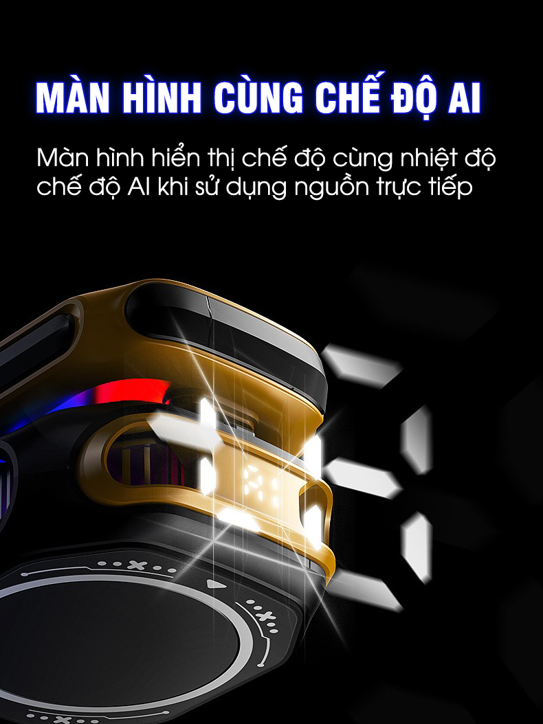 Mô tả Sò lạnh tản nhiệt MEMO CX12 Pro 2025 sử dụng pin làm lạnh sâu 2 chế độ AI đèn led màn hình tăng fps chơi game liên quân - 2