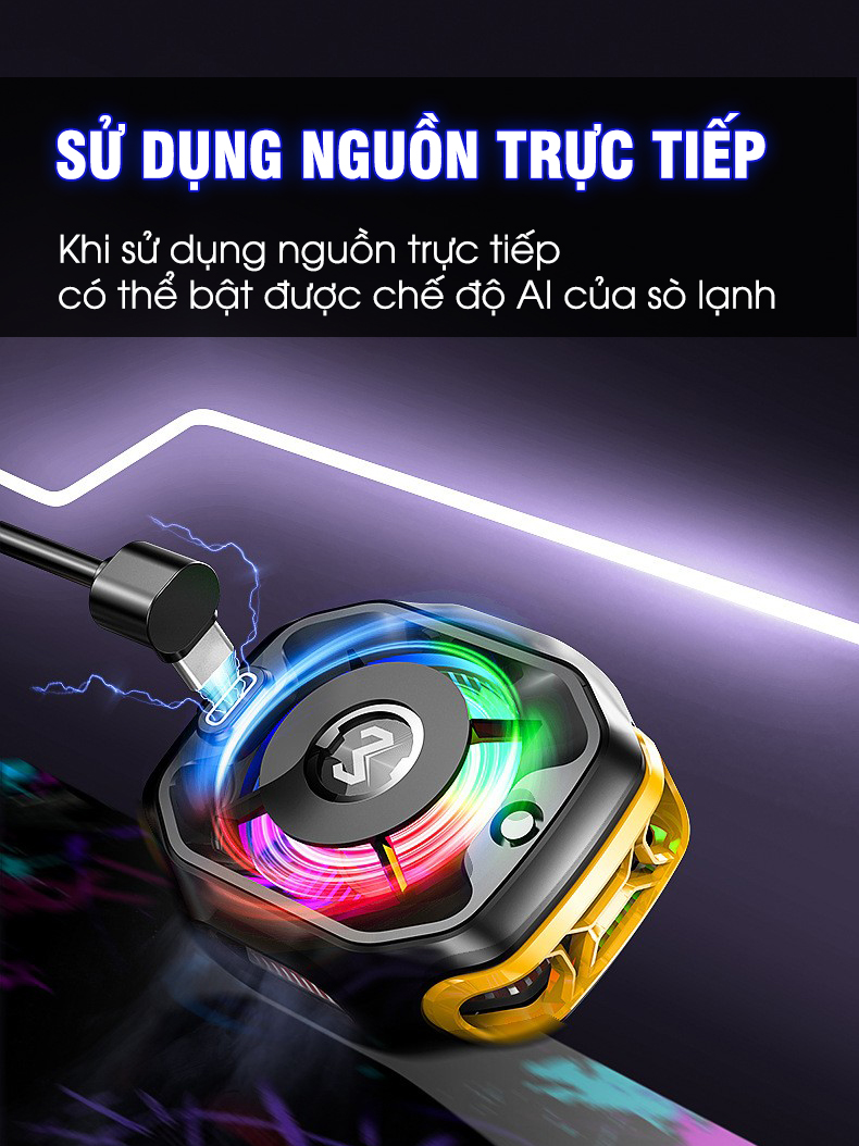 Mô tả Sò lạnh tản nhiệt MEMO CX12 Pro 2025 sử dụng pin làm lạnh sâu 2 chế độ AI đèn led màn hình tăng fps chơi game liên quân - 3
