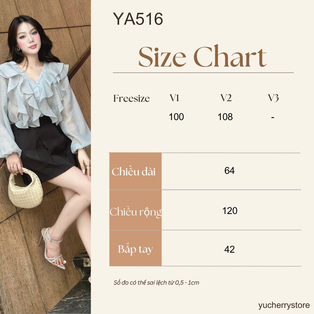Mô tả YUCHERRY | Áo kiểu voan tầng LUNA FLARE TOP YA516 - 1
