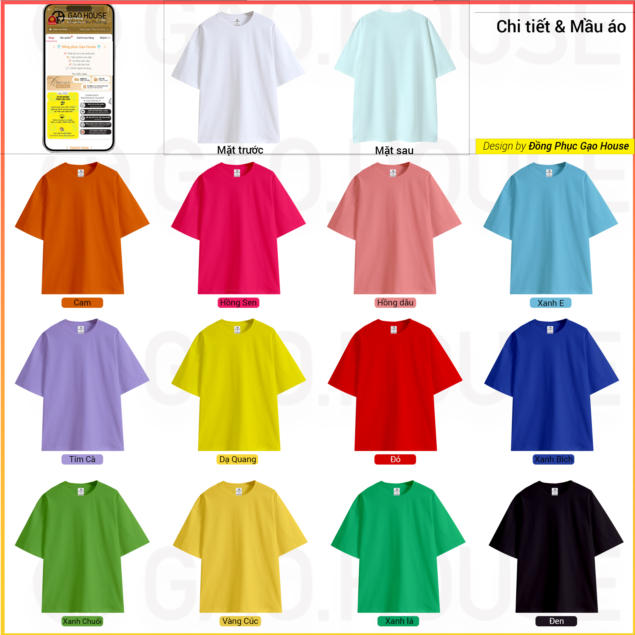 Mô tả Áo phông Gạo House bé cotton 100% theo đơn của người lớn - 1