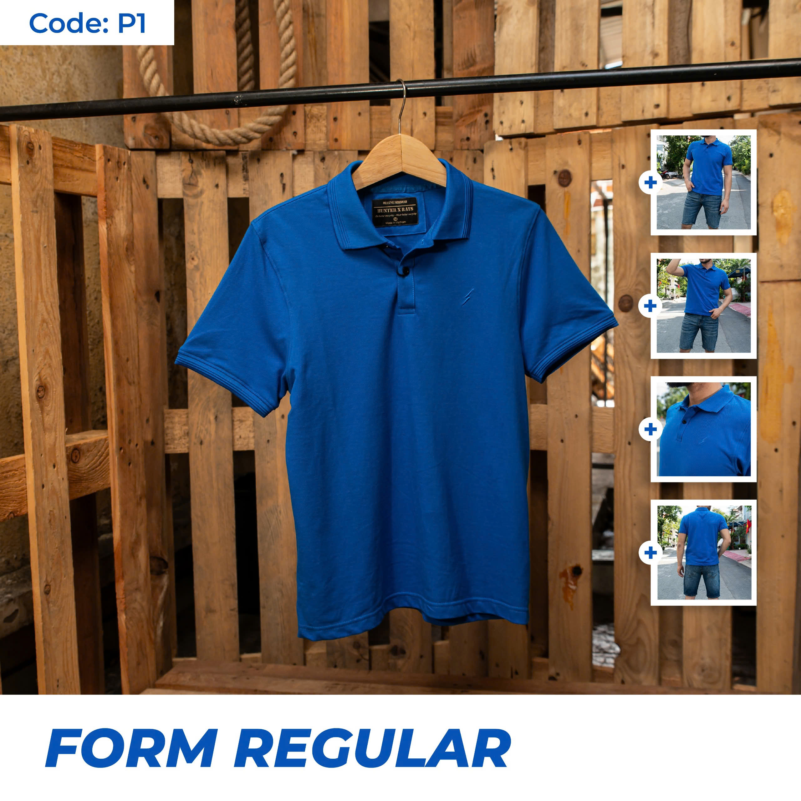 Mô tả Áo Polo Pique P01 Xanh Cobal Just Men Thời Trang Nam - 2