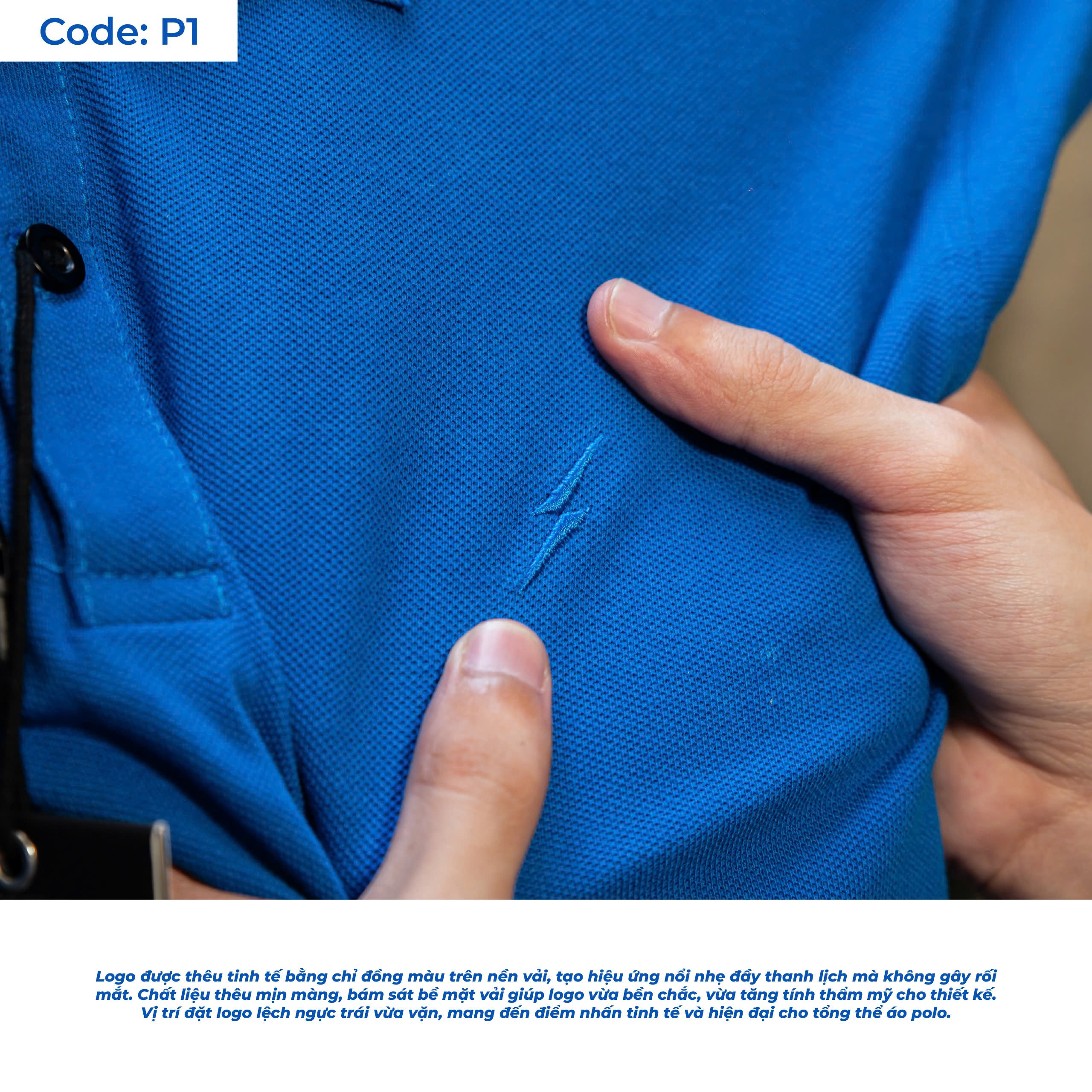 Mô tả Áo Polo Pique P01 Xanh Cobal Just Men Thời Trang Nam - 5