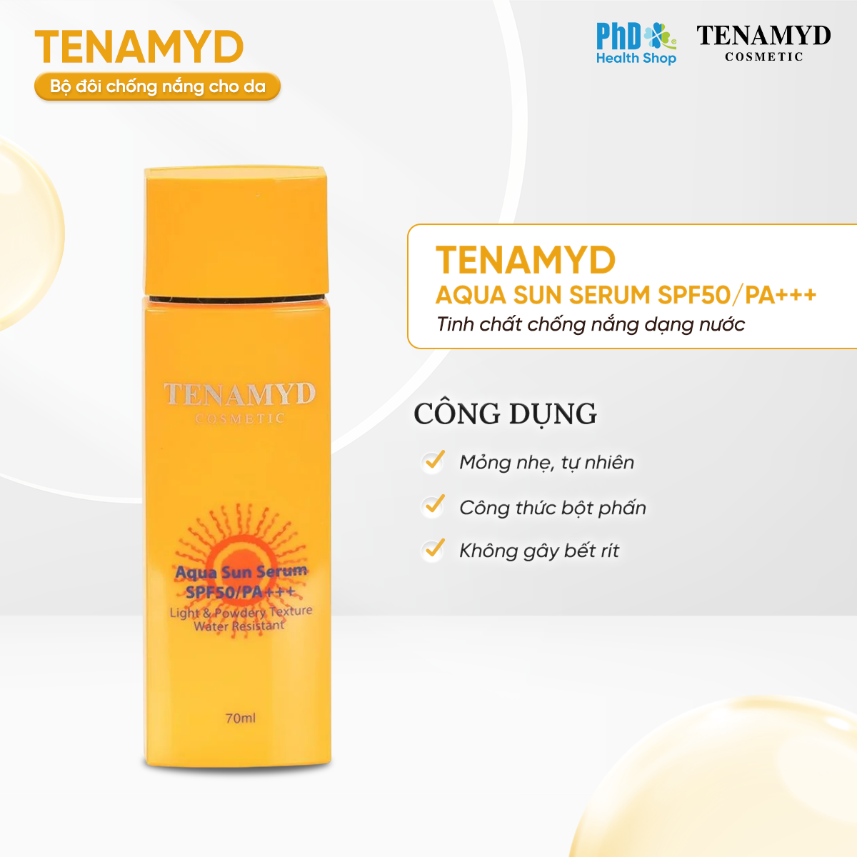 Mô tả Tinh Chất Chống Nắng Bảo Vệ Da Tenamyd Aqua Sun Serum SPF 50/ PA+++ 70ml - 3