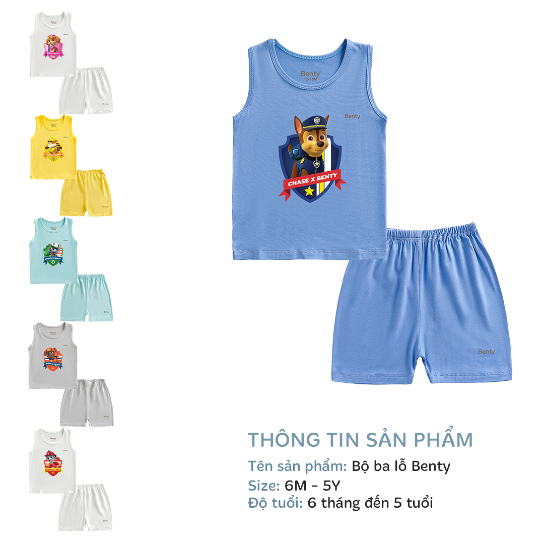 Mô tả Bộ ba lỗ in chó cứu hộ Paw Patrol BENTY thấm hút mồ hôi tốt, quần áo trẻ em cao cấp chính hãng - 1