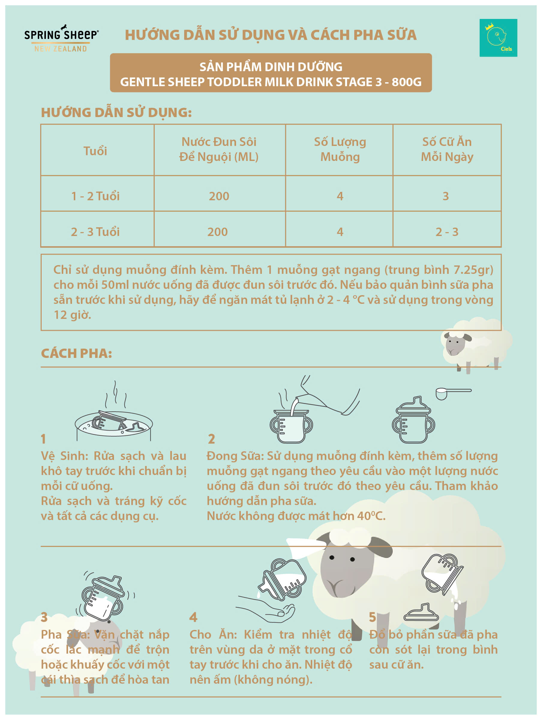 Mô tả Sữa Công Thức Cừu Nguyên Kem Đạm A2 Spring Sheep Số 3 (800g) Dành Cho Bé Từ 12 - 36 Tháng Tuổi - 2